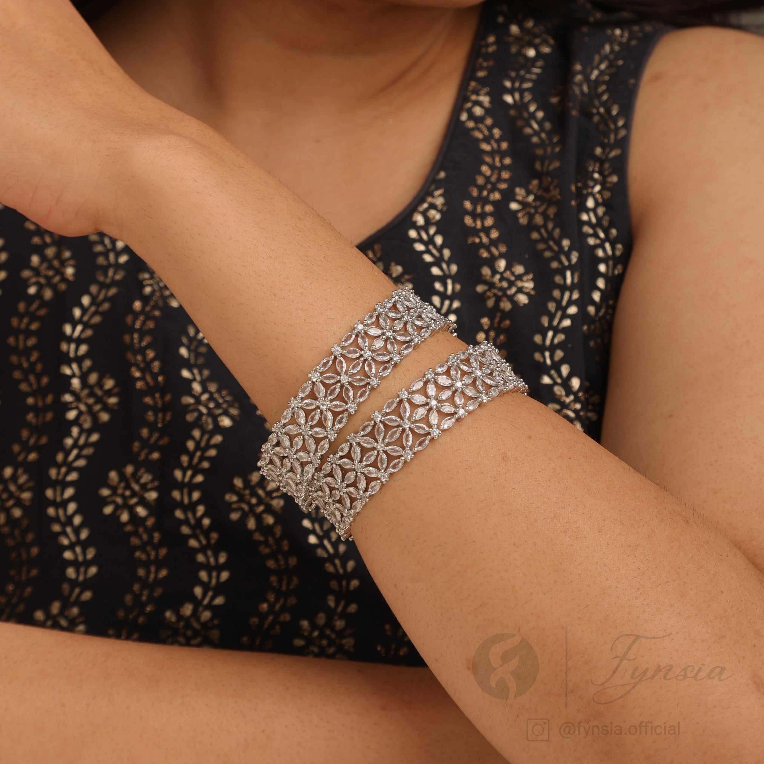Silver Premium Bridal American Diamond Bangles For Girls And Women