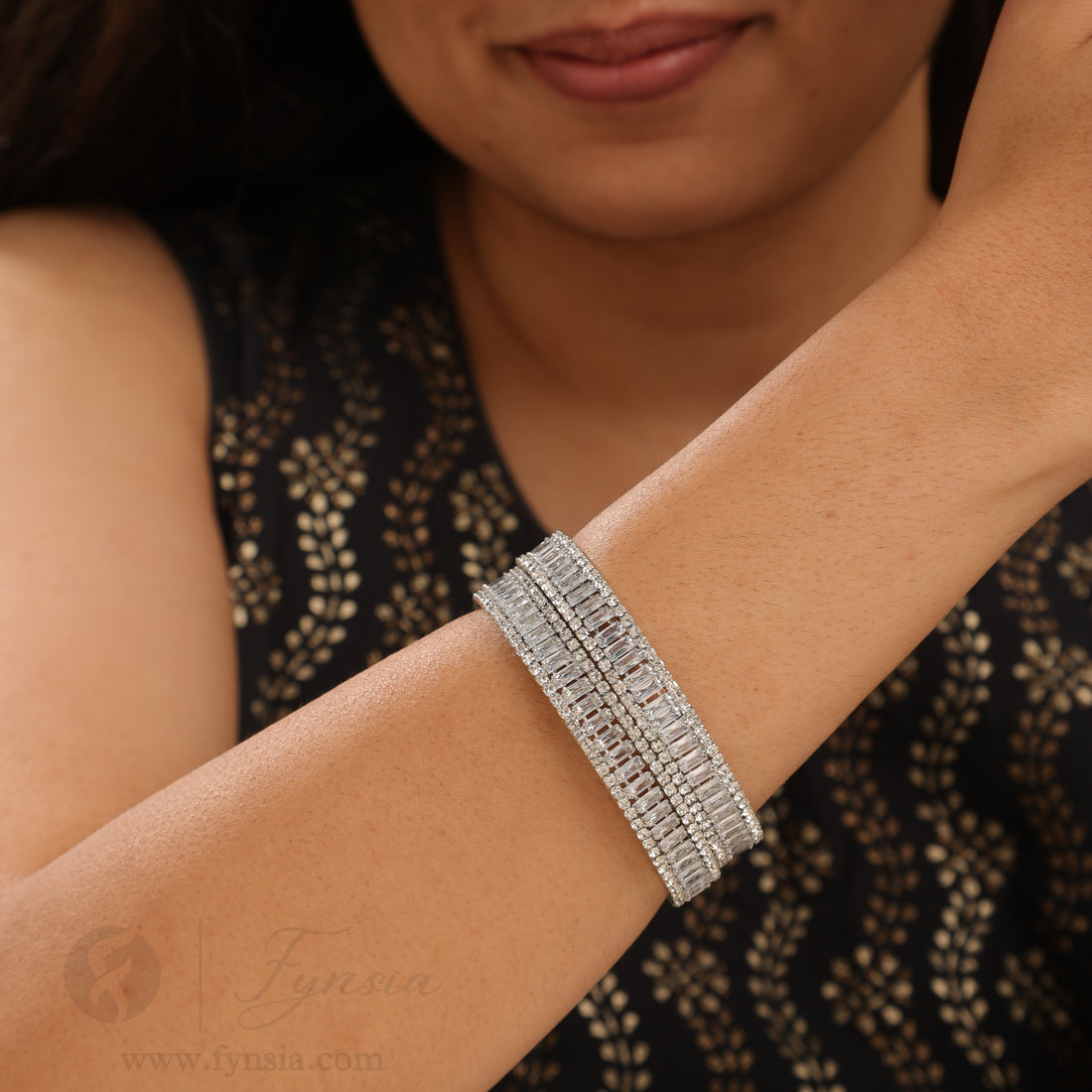 Silver Bella 2pc Bangles Set For Girls and Women