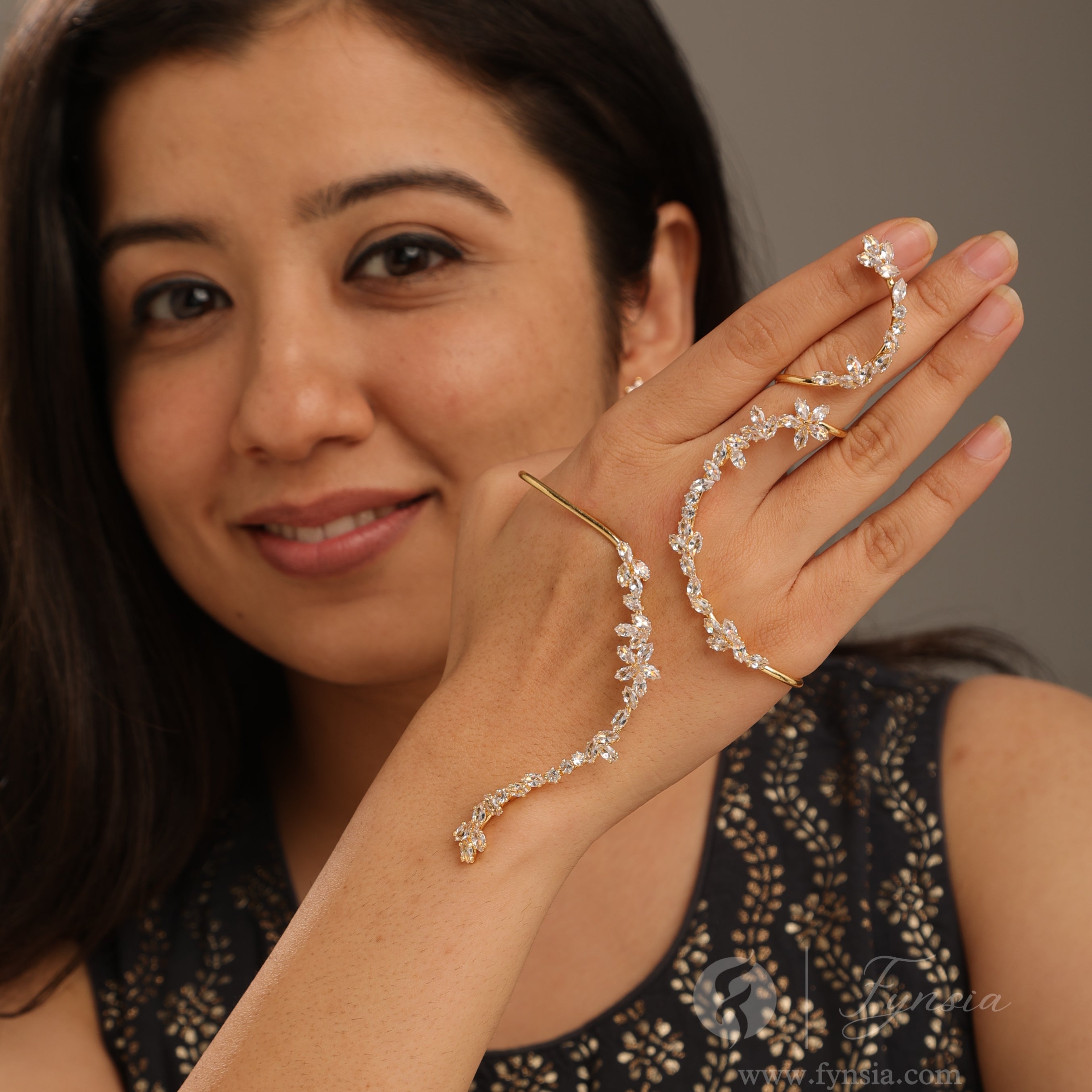 Golden Marquise Handcuff | Fynsia