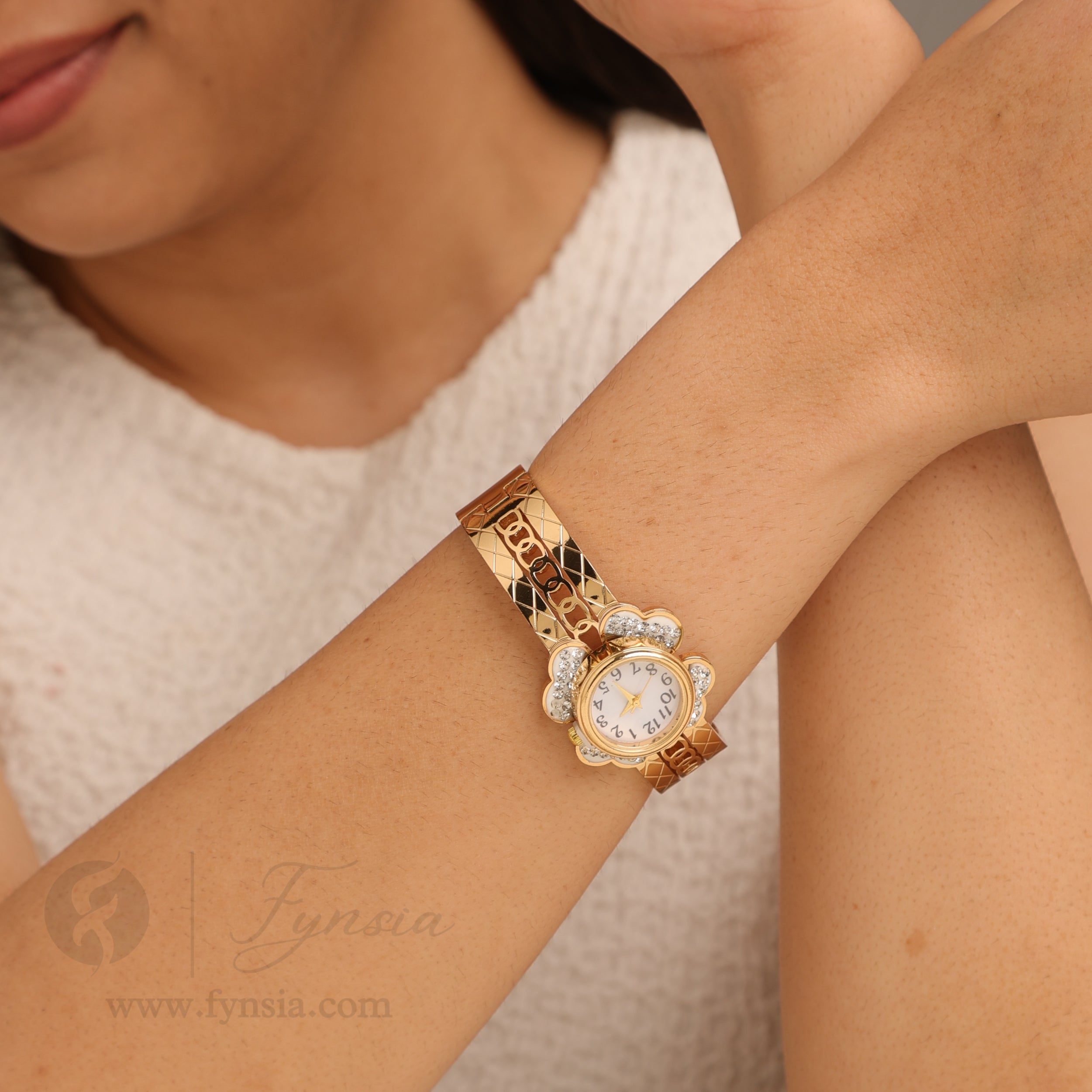 Luxe Edge Golden Watch Kada – Anti Tarnish Stainless Steel Daily Wear | Fynsia