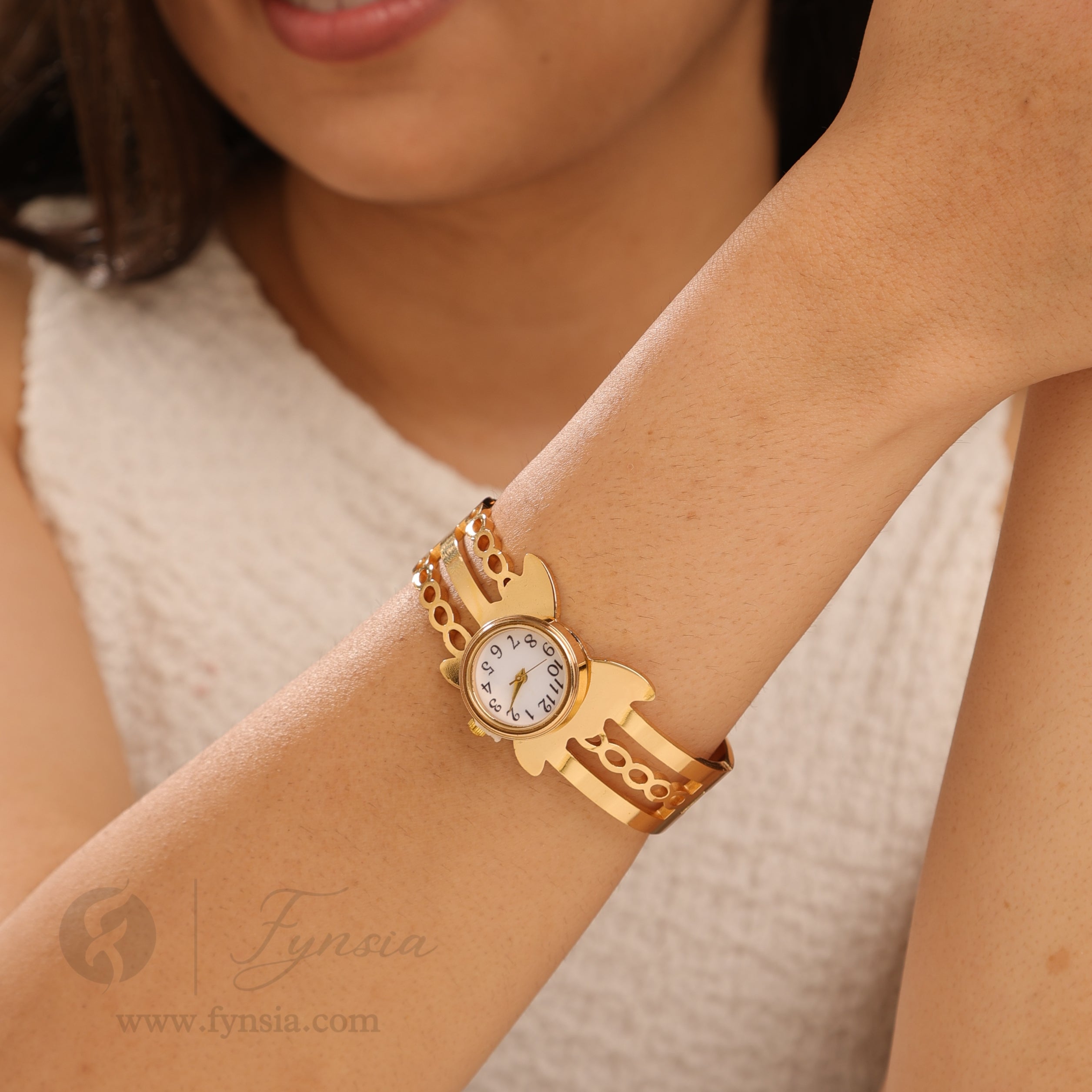 Modern Luxe Golden Watch Kada – Anti Tarnish Fashion Stainless Steel | Fynsia