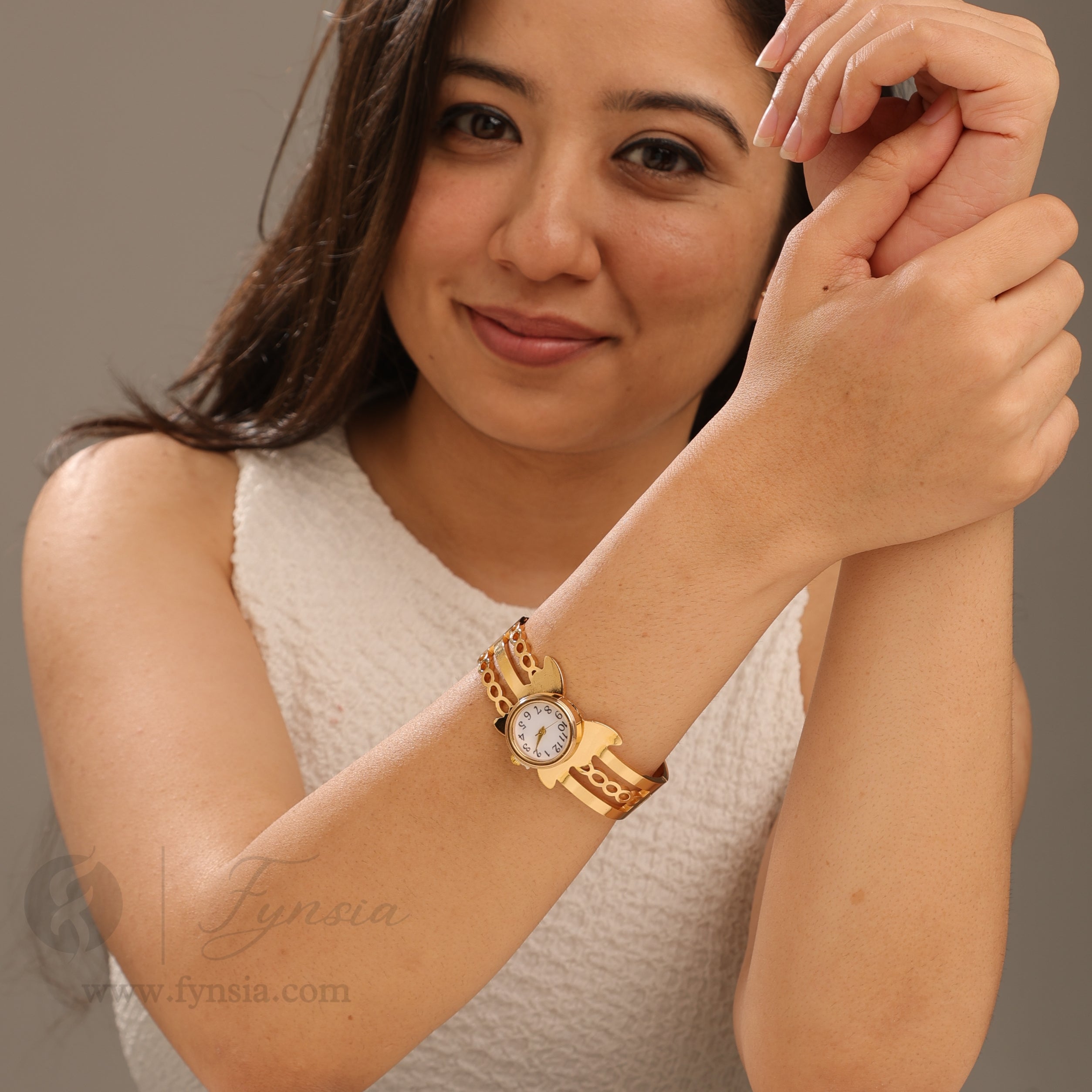 Modern Luxe Golden Watch Kada – Anti Tarnish Fashion Stainless Steel | Fynsia