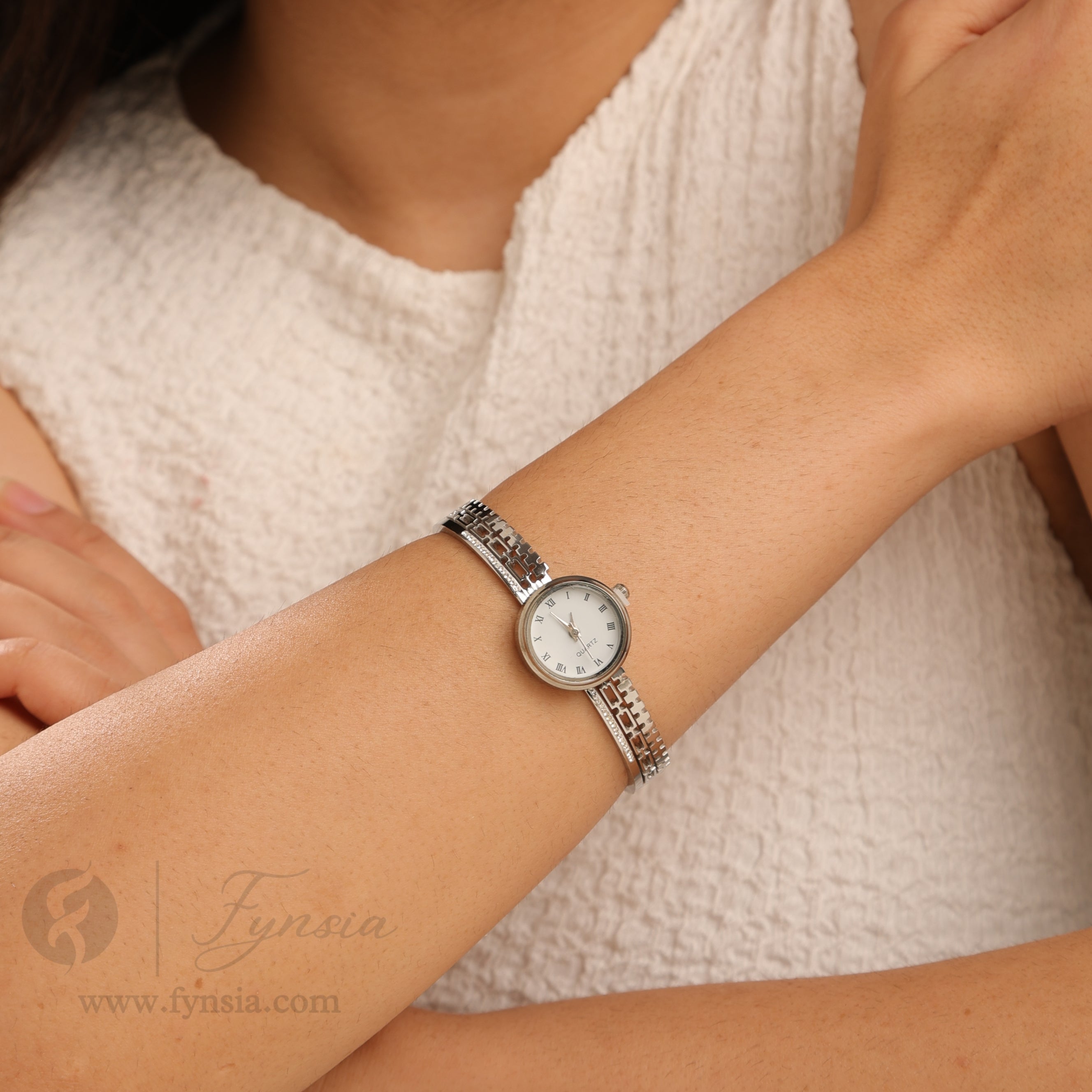 Royal Dial Silver Watch Kada – Anti Tarnish Stainless Steel Bracelet Watch | Fynsia