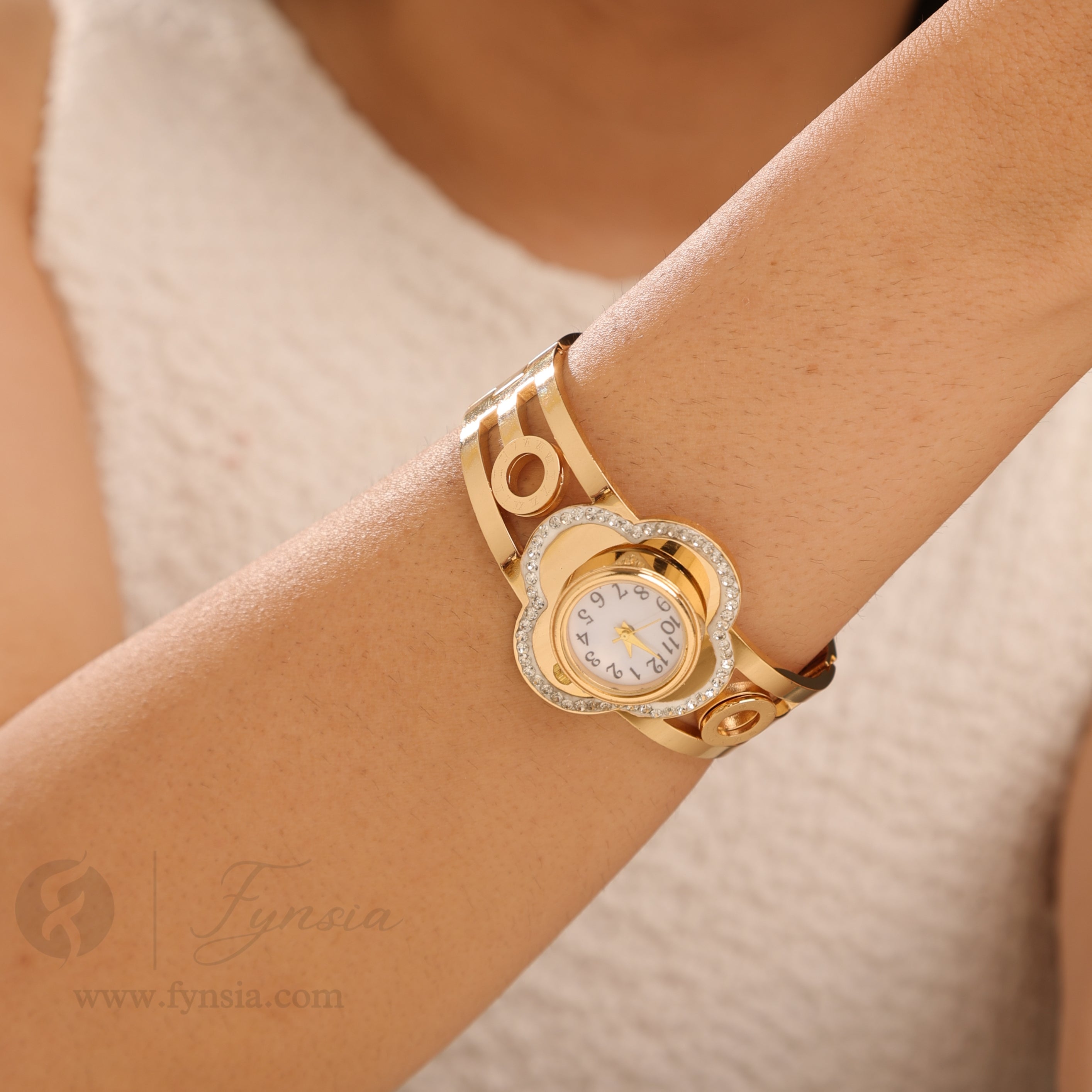 Solace Dial Watch Kada – Anti Tarnish Stainless Steel Bracelet Watch | Fynsia