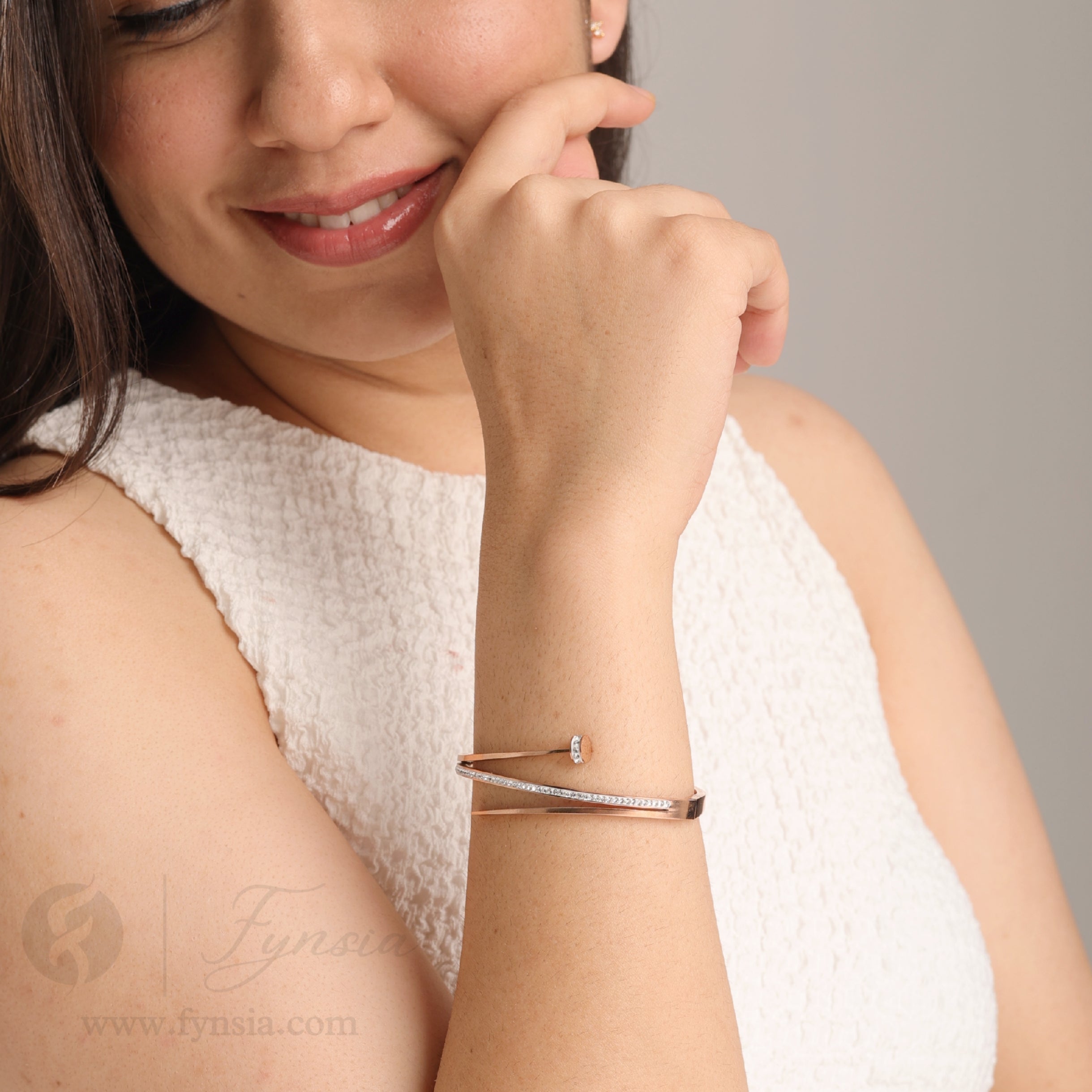 Tashia Rosegold Anti Tarnish Kada – Stainless Steel Bracelet | Fynsia