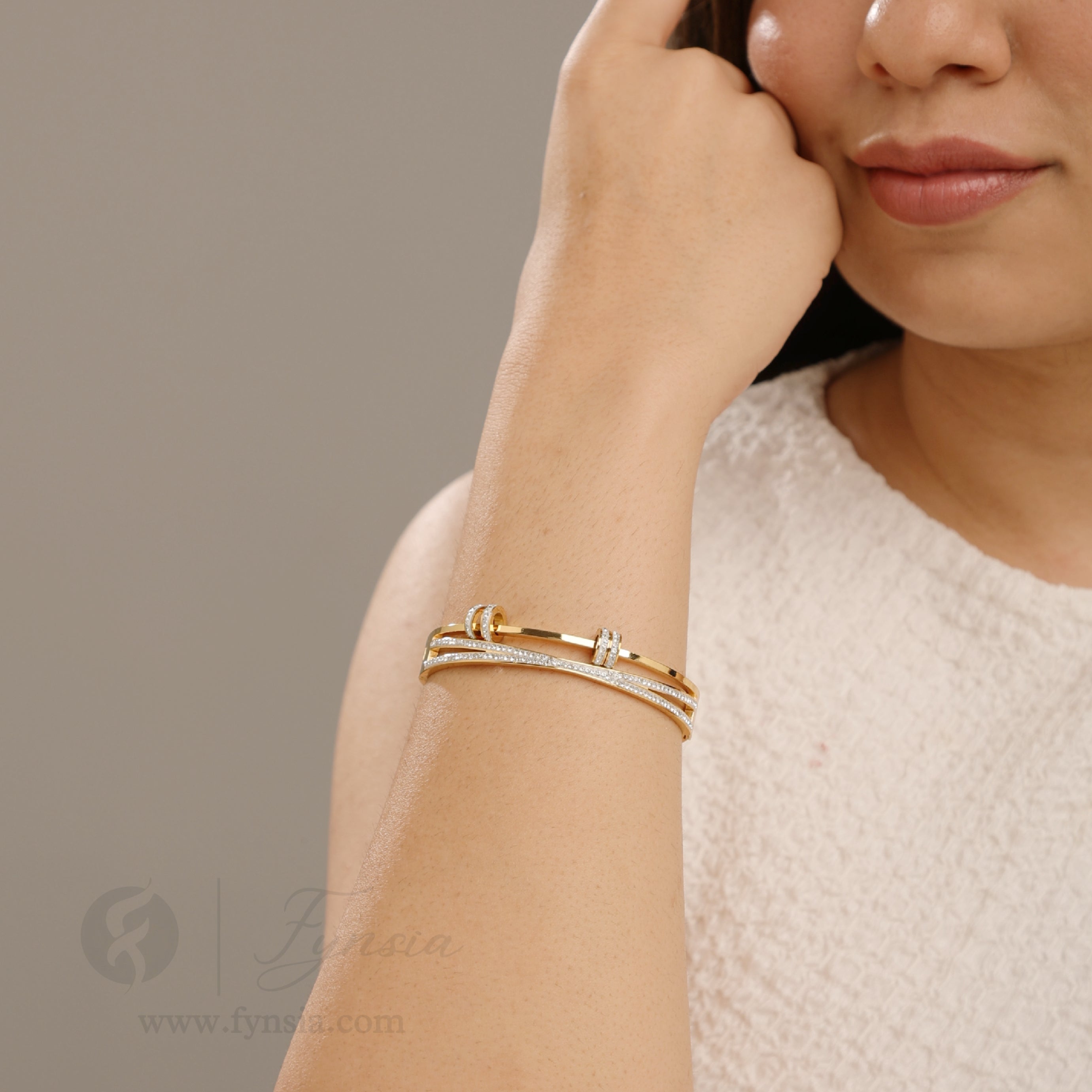 Serene Golden Anti Tarnish Kada – Stainless Steel Bracelet | Fynsia