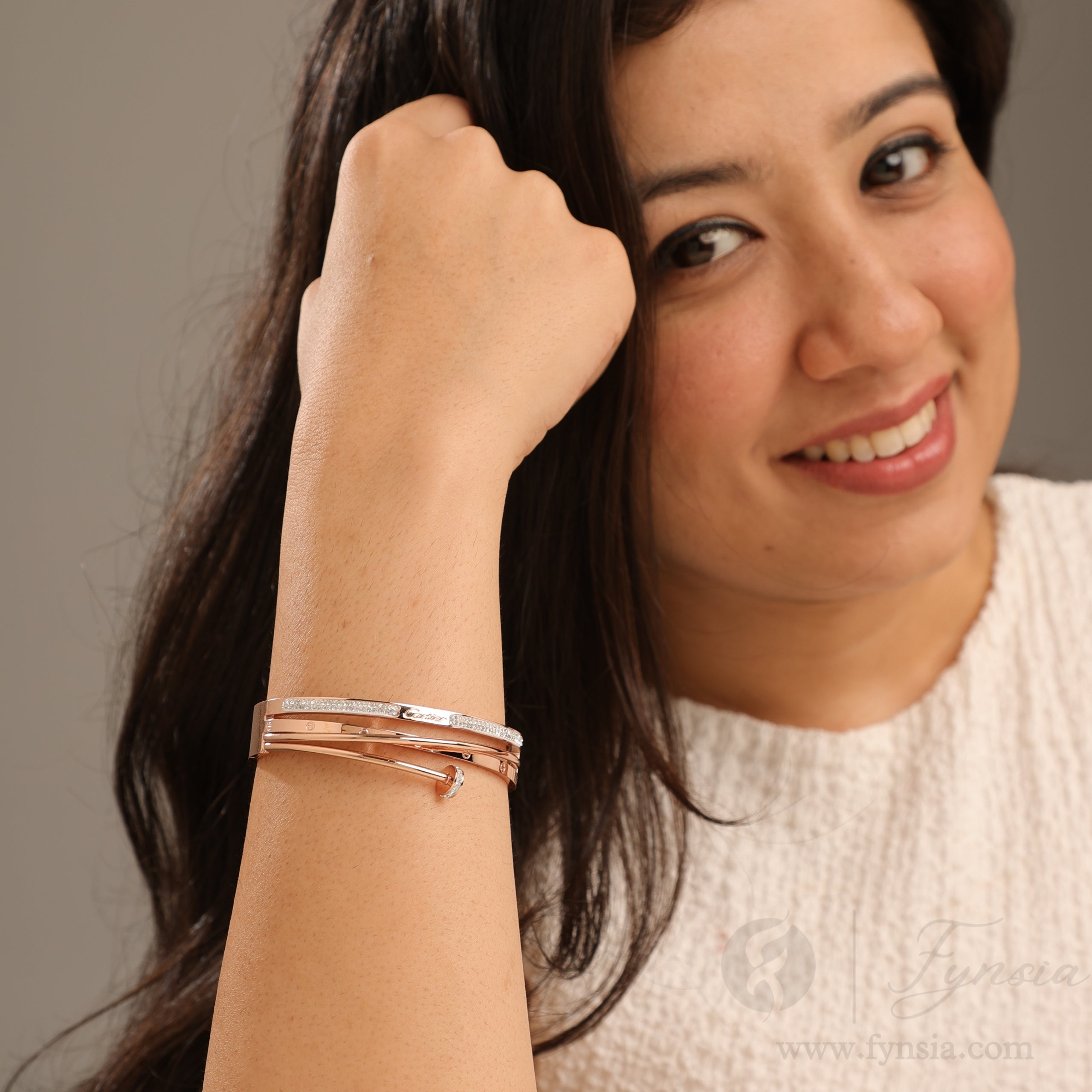 Tanisha Rosegold Anti Tarnish Kada – Stainless Steel Bracelet | Fynsia