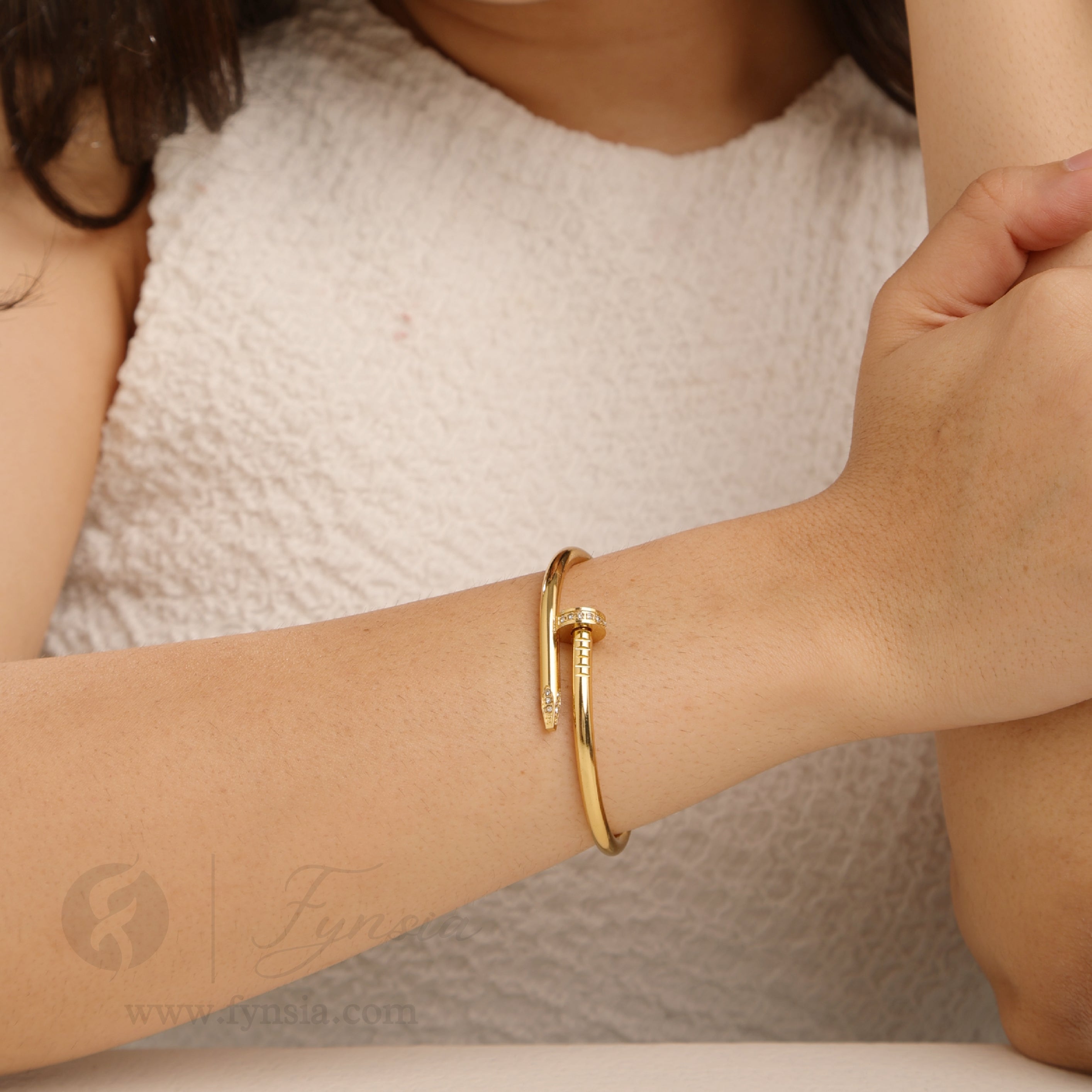 Aditi Golden Anti Tarnish Kada – Stainless Steel Bracelet | Fynsia