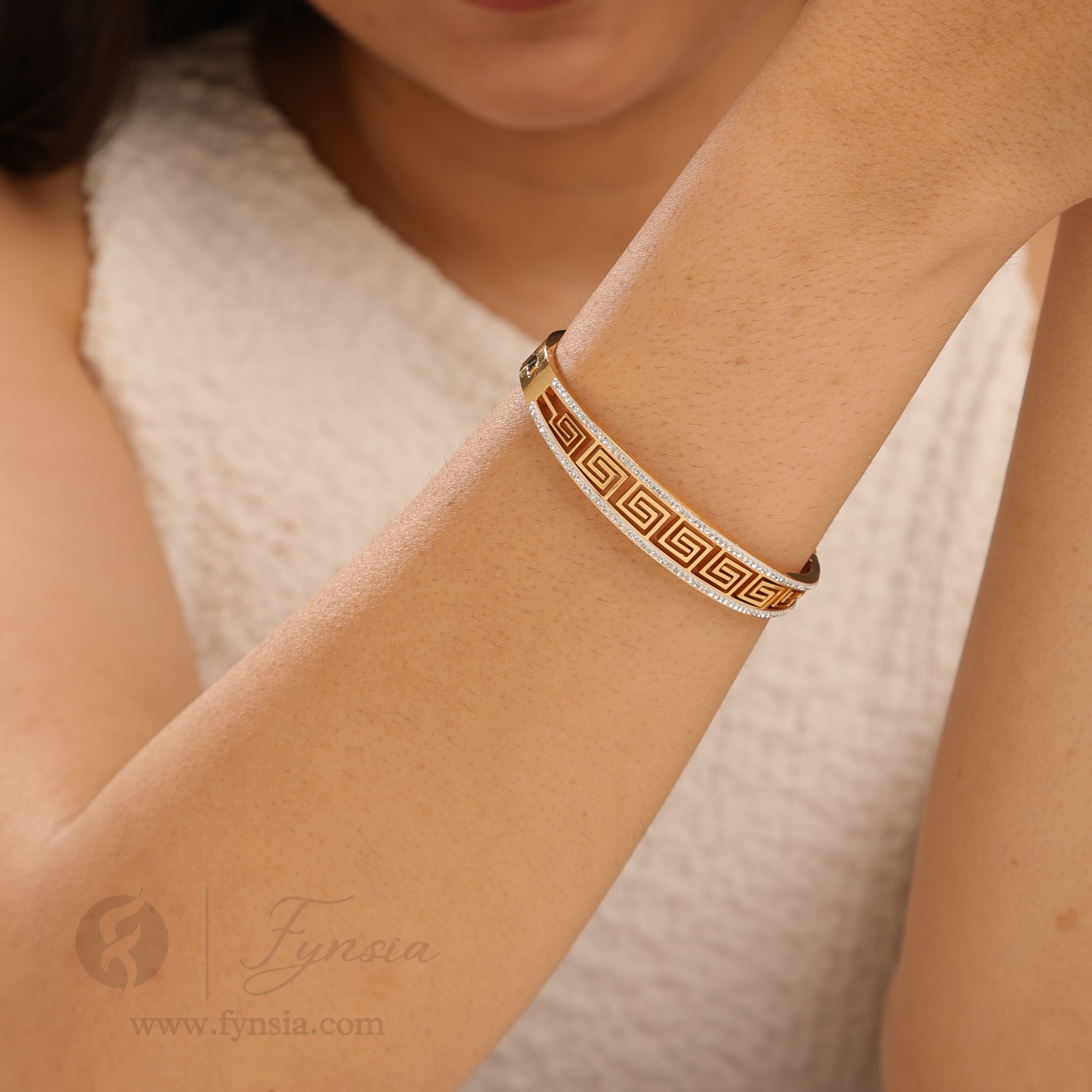 Candice Golden Anti Tarnish Kada – Stainless Steel Bracelet | Fynsia