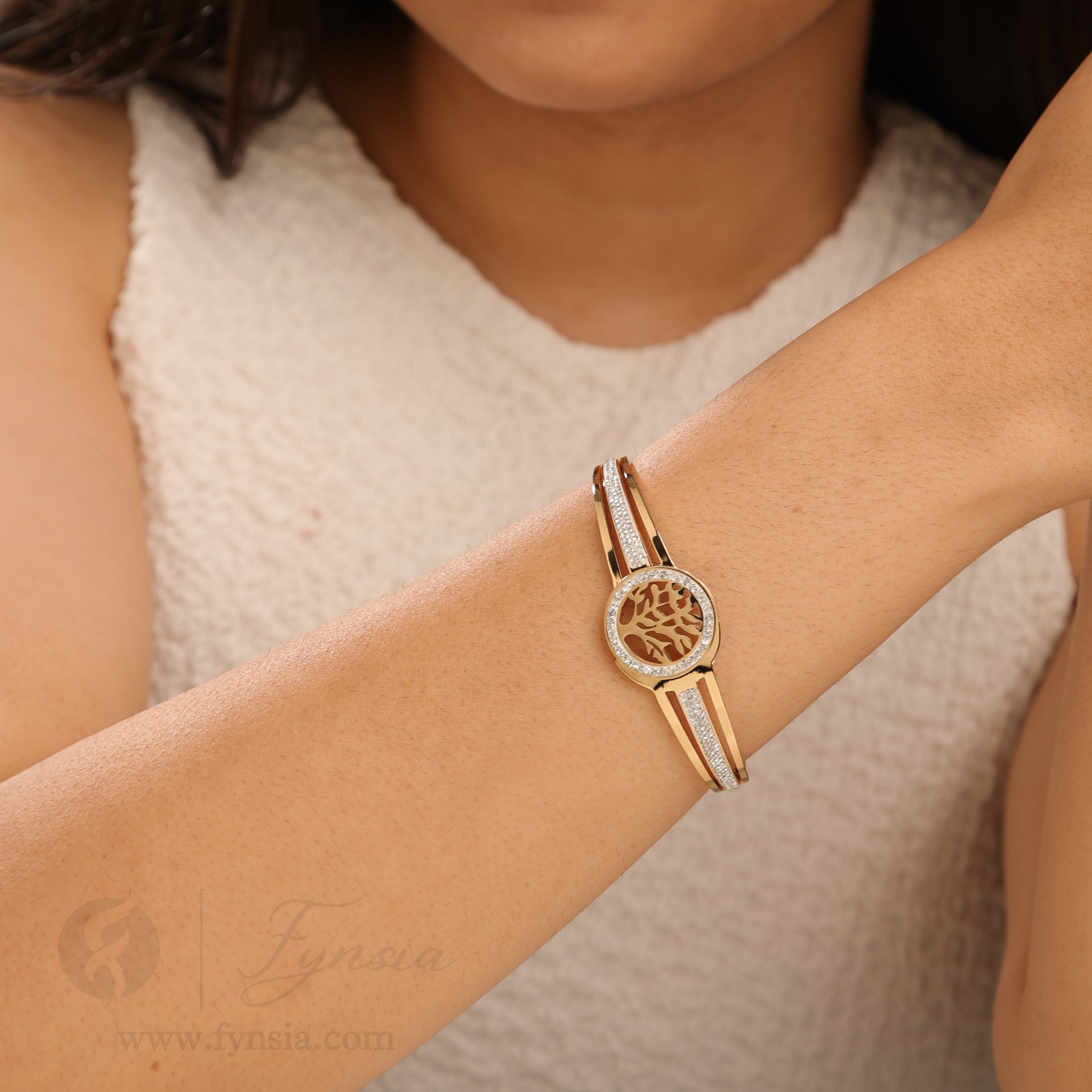 Ravya Golden Anti Tarnish Kada – Stainless Steel Bracelet | Fynsia