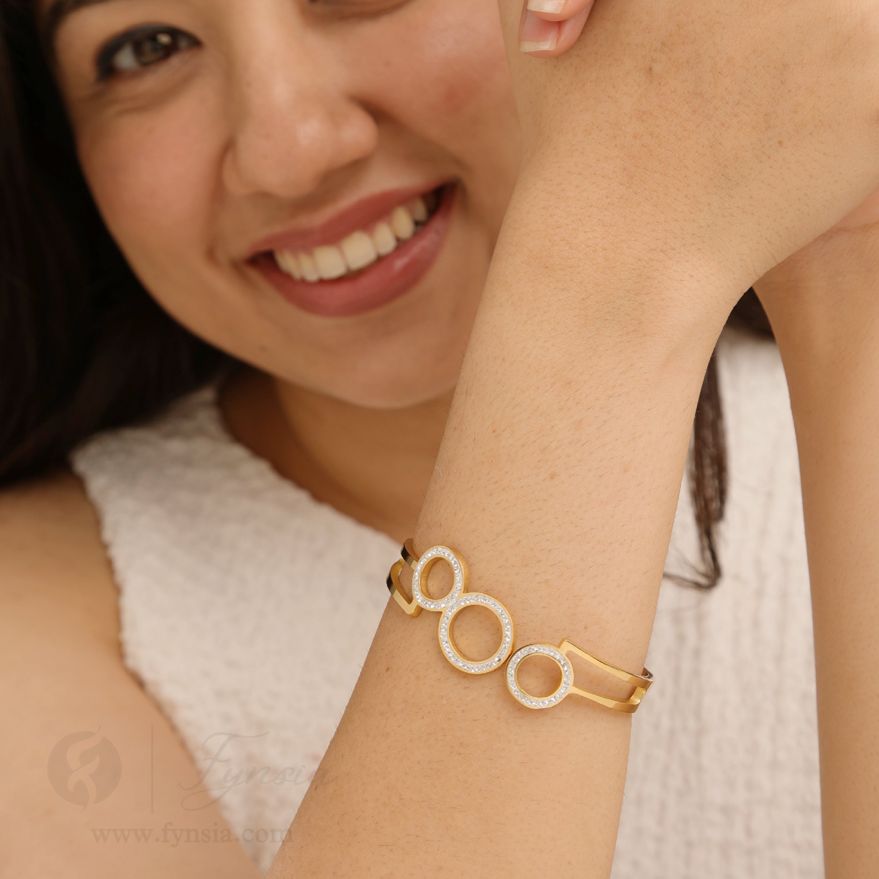 Ashley Golden Anti Tarnish Kada – Stainless Steel Bracelet | Fynsia