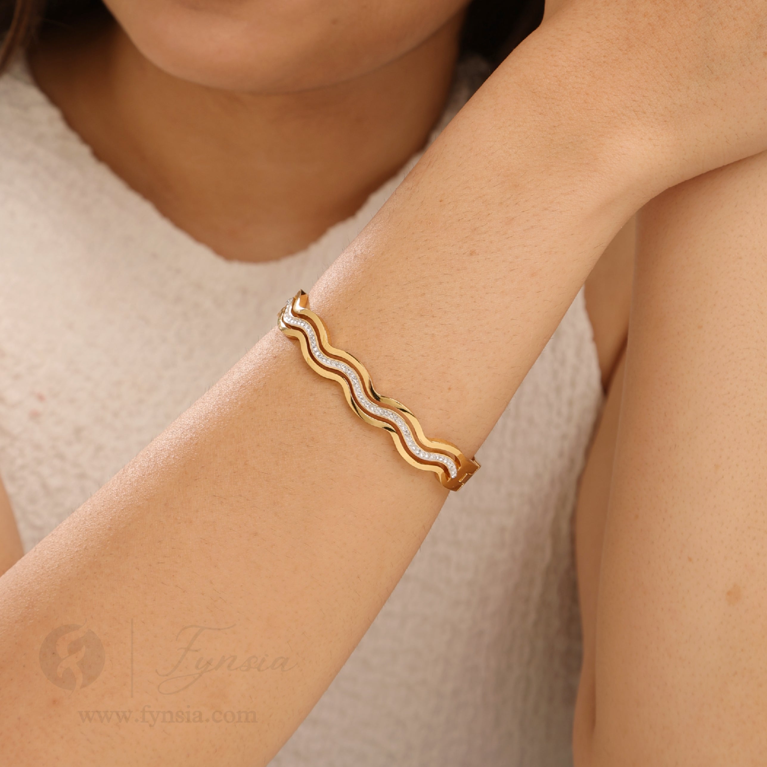 Fatema Golden Anti Tarnish Kada – Stainless Steel Bracelet | Fynsia