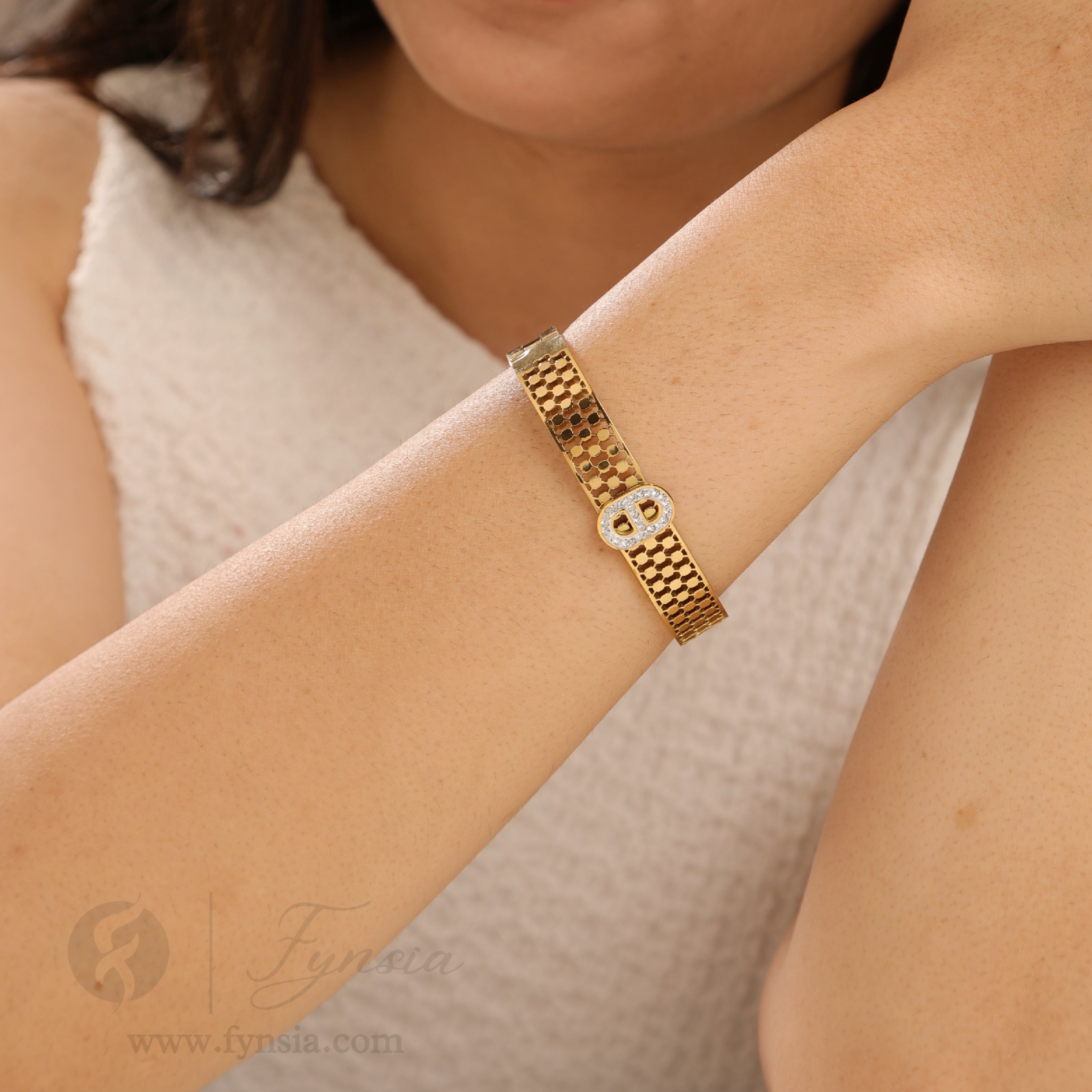 Ruchi Golden Anti Tarnish Kada – Stainless Steel Bracelet | Fynsia