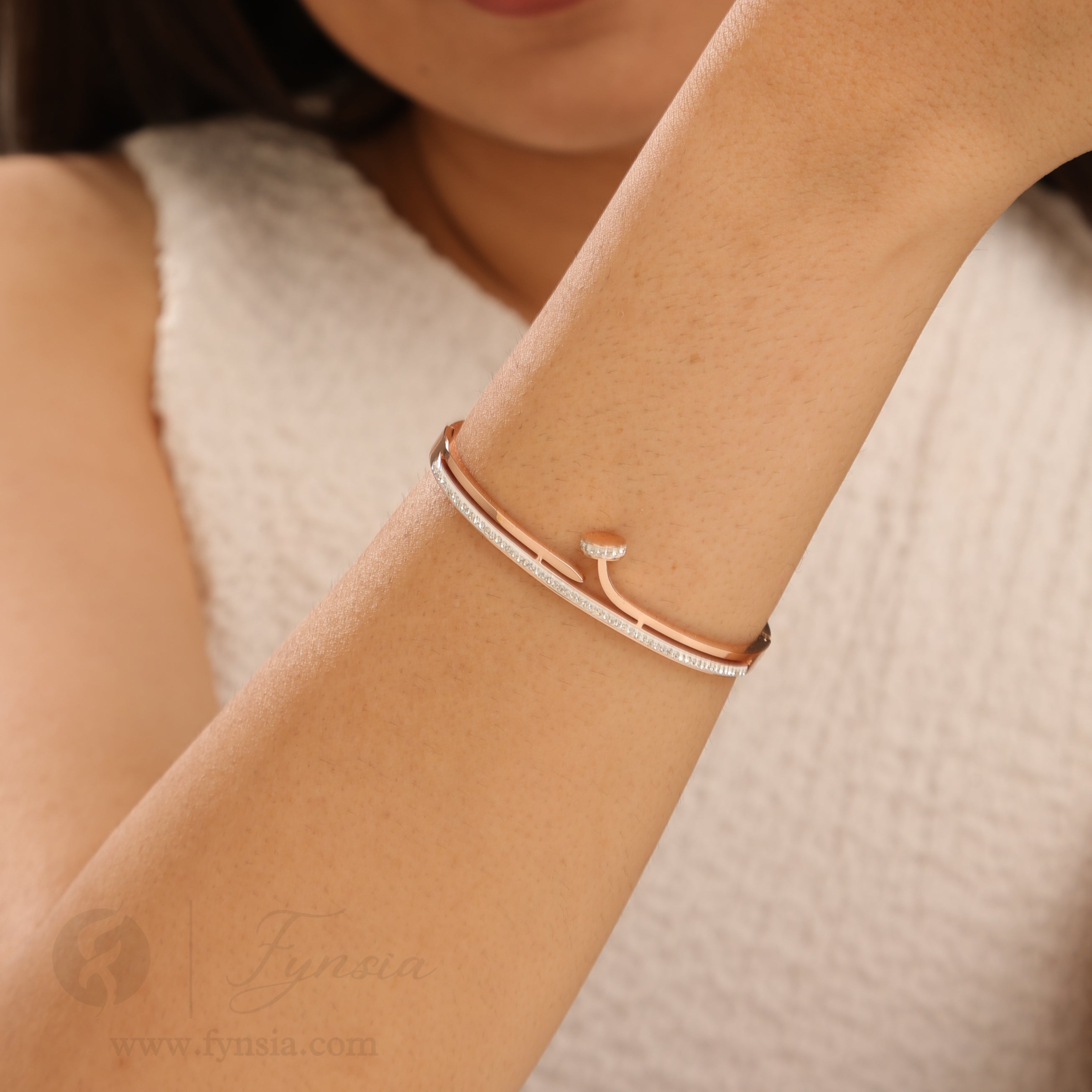 Reva Rosegold Anti Tarnish Kada – Stainless Steel Bracelet | Fynsia