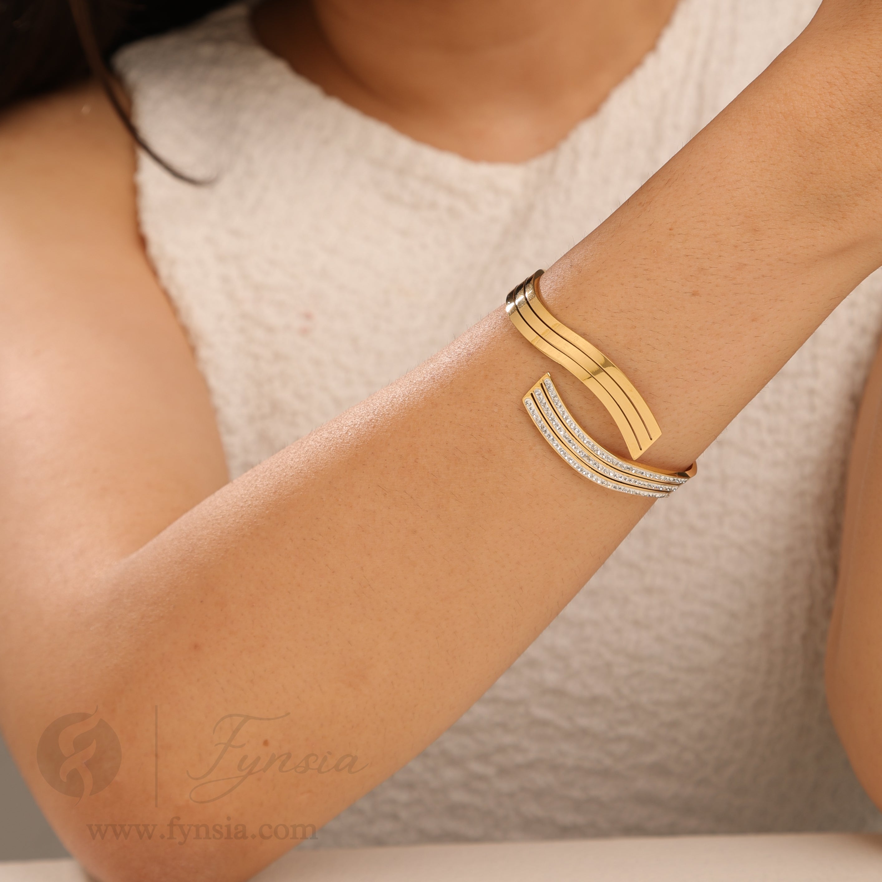 Shifa Golden Anti Tarnish Kada – Stainless Steel Bracelet | Fynsia