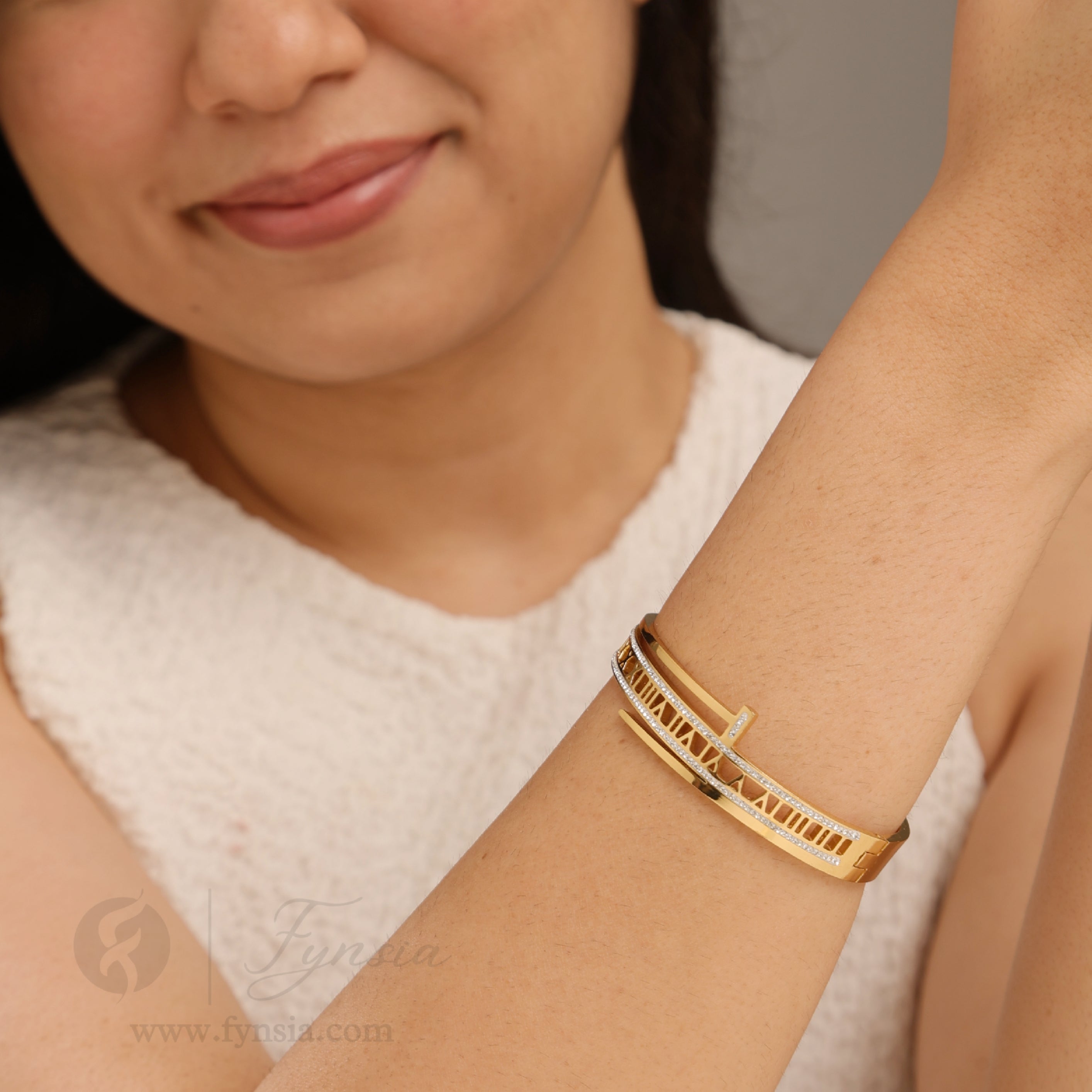 Marzina Golden Anti Tarnish Kada – Stainless Steel Bracelet | Fynsia