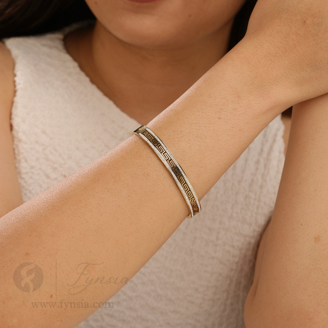 Khushi Golden Anti Tarnish Kada – Stainless Steel Bracelet | Fynsia
