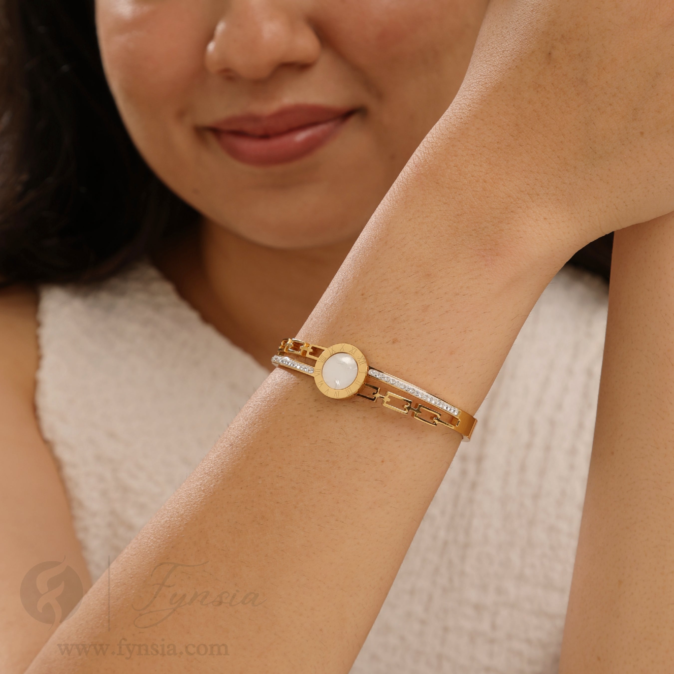 Meher Golden Anti Tarnish Kada – Stainless Steel Bracelet | Fynsia