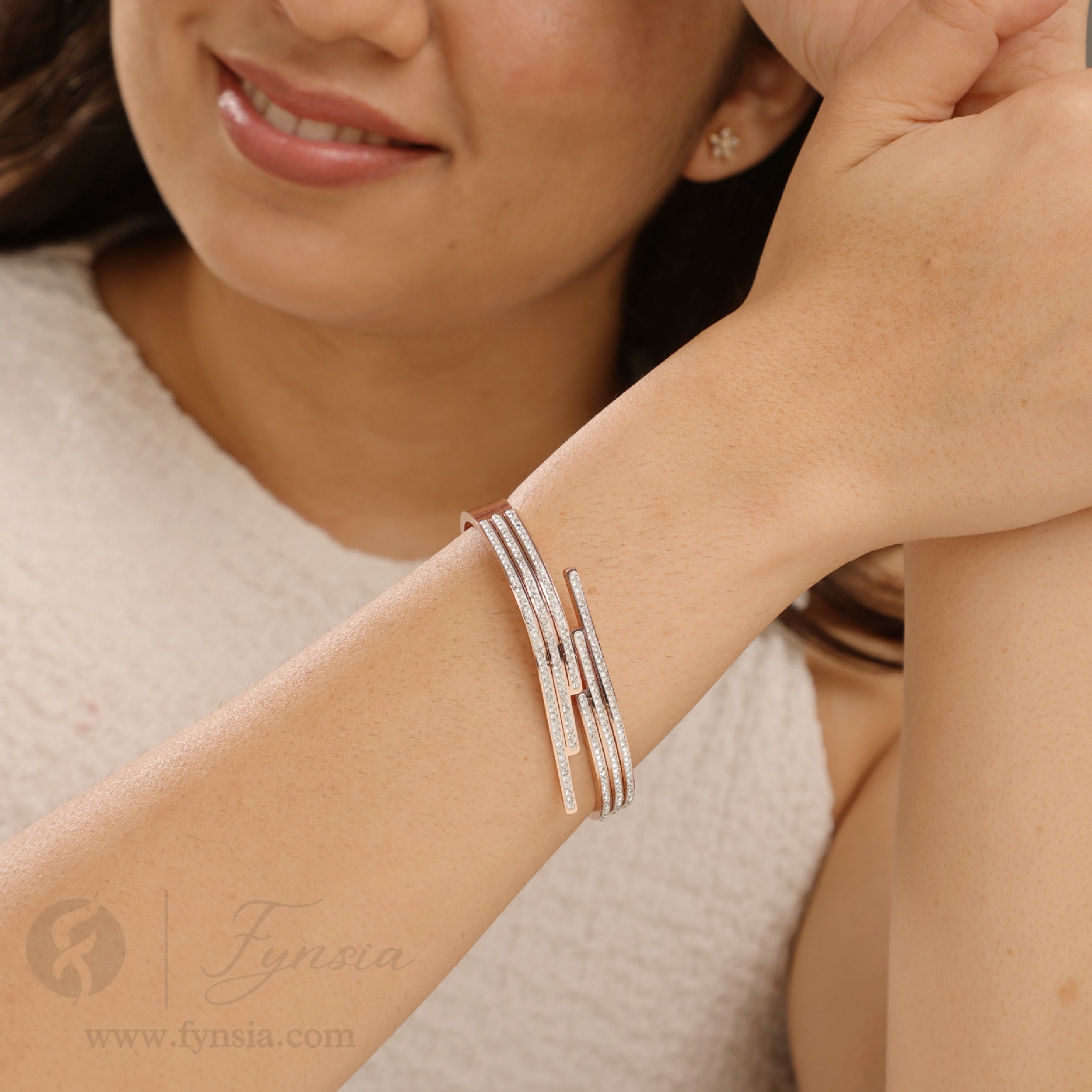 Hazel Rosegold Anti Tarnish Kada – Stainless Steel Bracelet | Fynsia