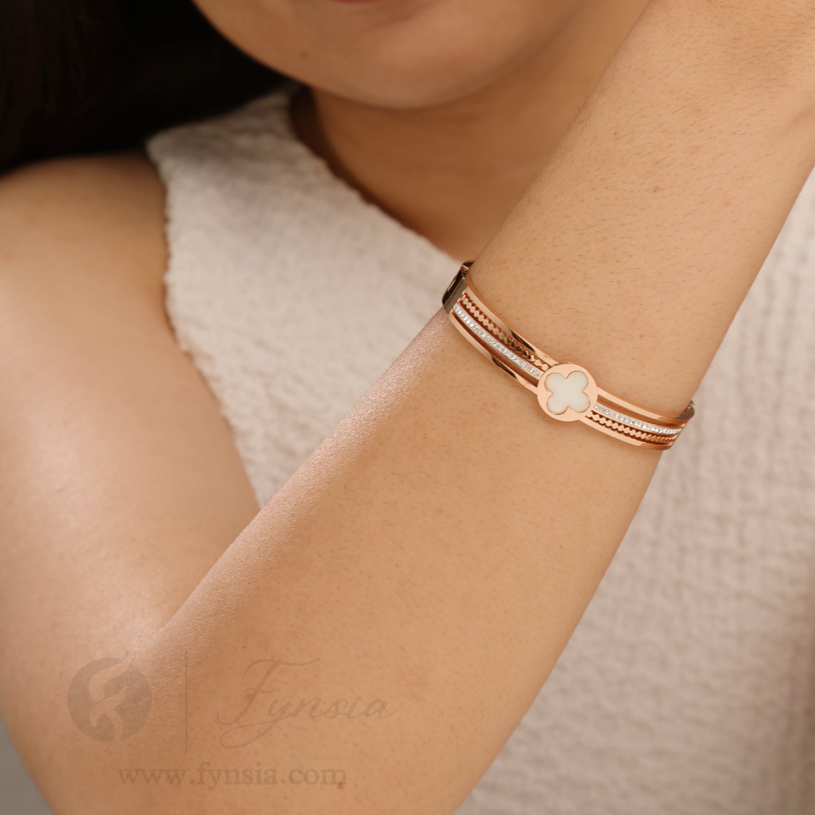 Zarina Rosegold Anti Tarnish Kada – Stainless Steel Bracelet | Fynsia
