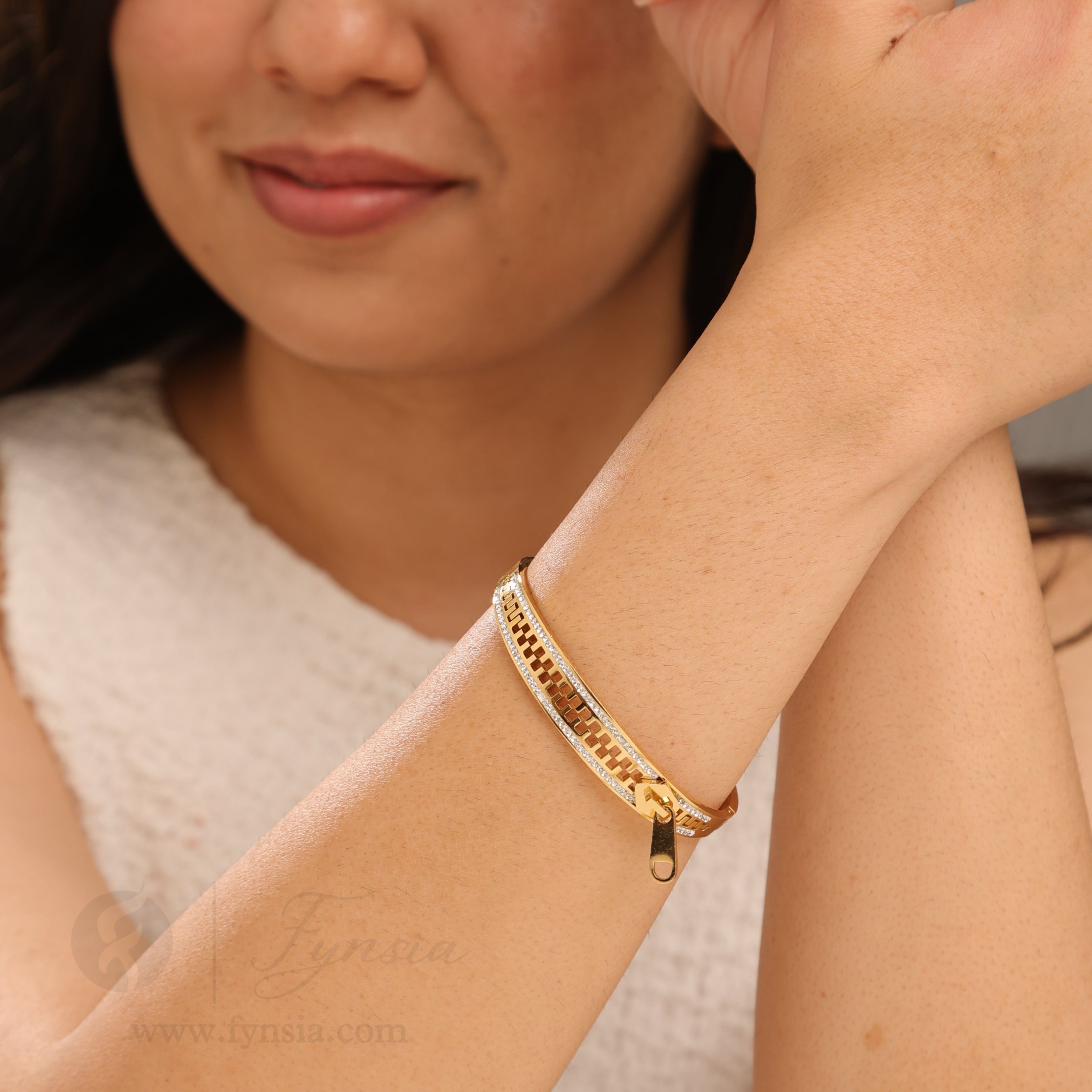 Navya Golden Anti Tarnish Kada – Stainless Steel Bracelet | Fynsia