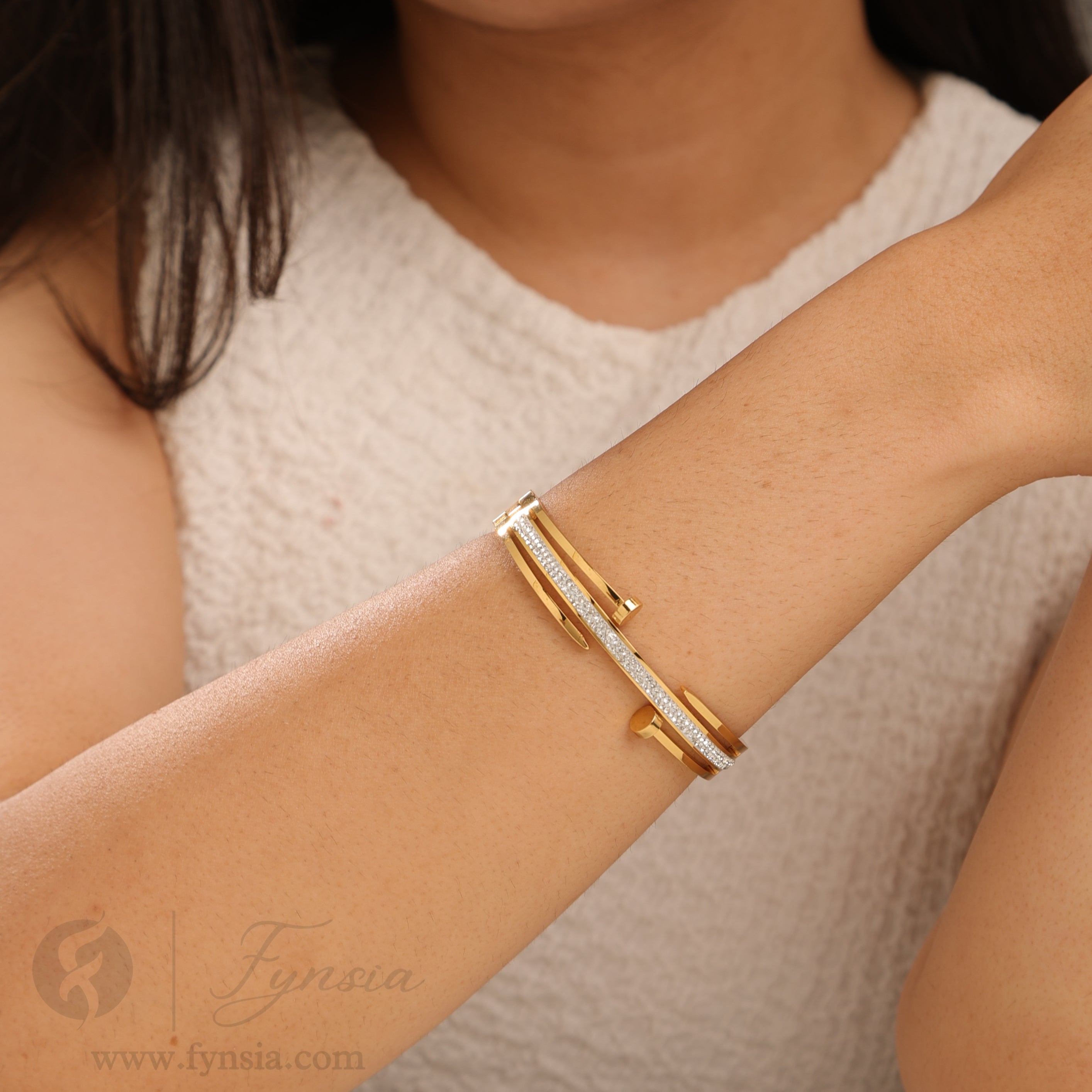 Arisha Golden Anti Tarnish Kada – Stainless Steel Bracelet | Fynsia