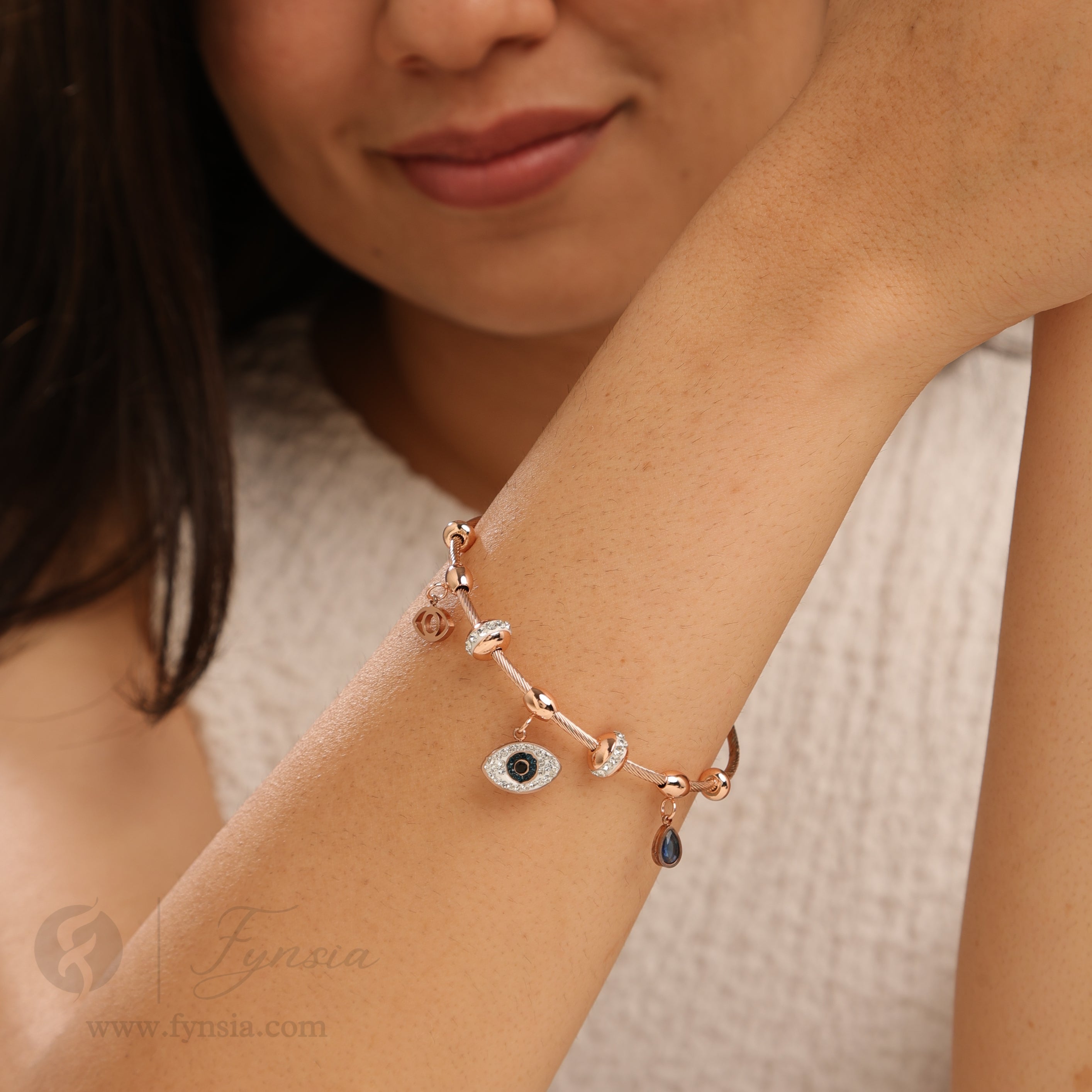 Alizeh Rosegold Anti Tarnish Kada – Stainless Steel Bracelet | Fynsia
