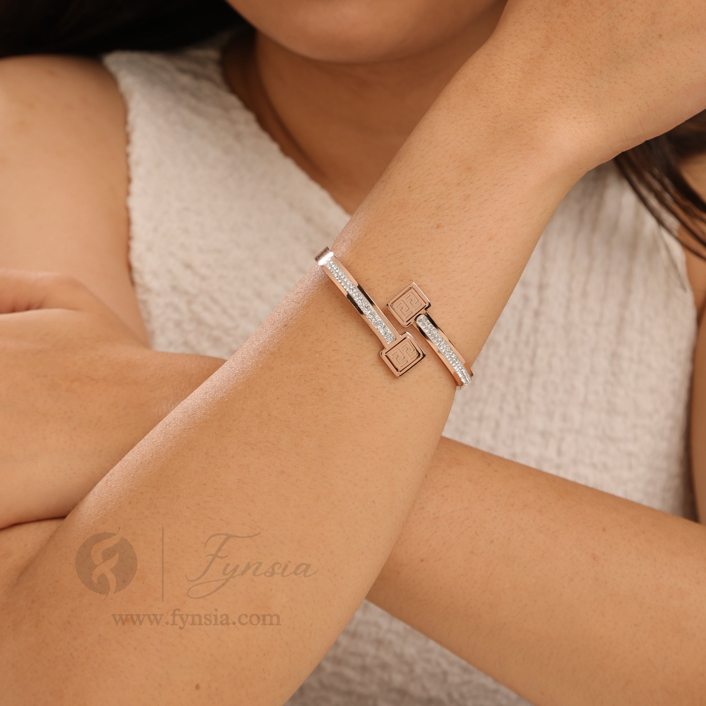 Krisha Rosegold Anti Tarnish Kada – Stainless Steel Bracelet | Fynsia