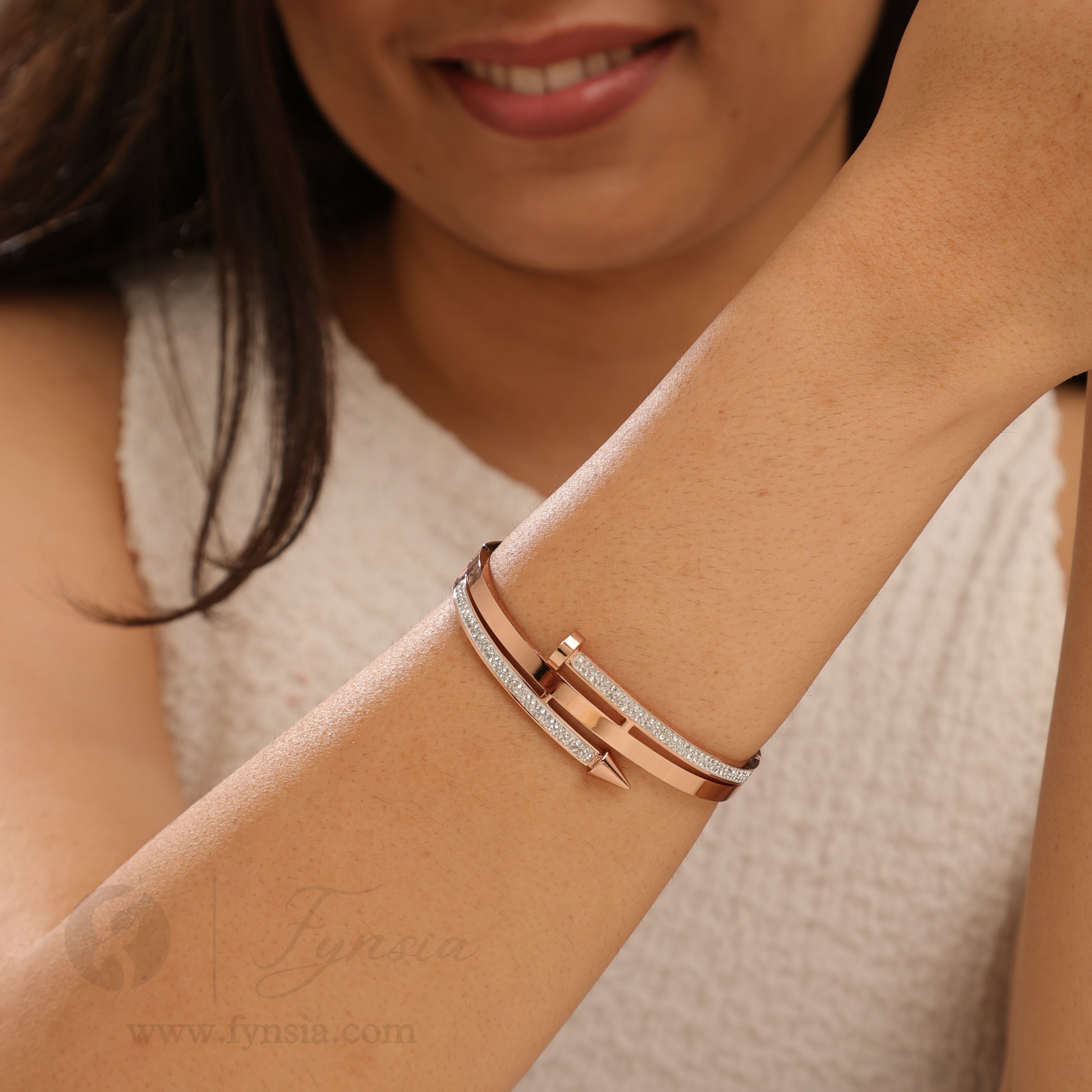 Meira Rosegold Anti Tarnish Kada – Stainless Steel Bracelet | Fynsia