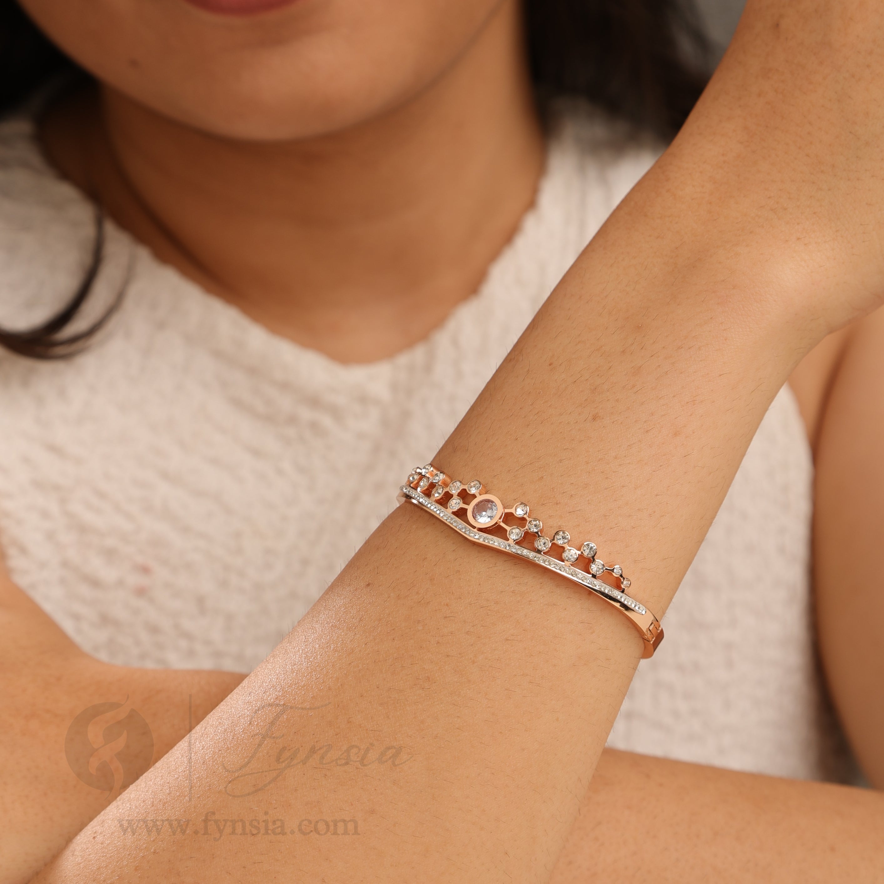 June Rosegold Anti Tarnish Kada – Stainless Steel Bracelet | Fynsia
