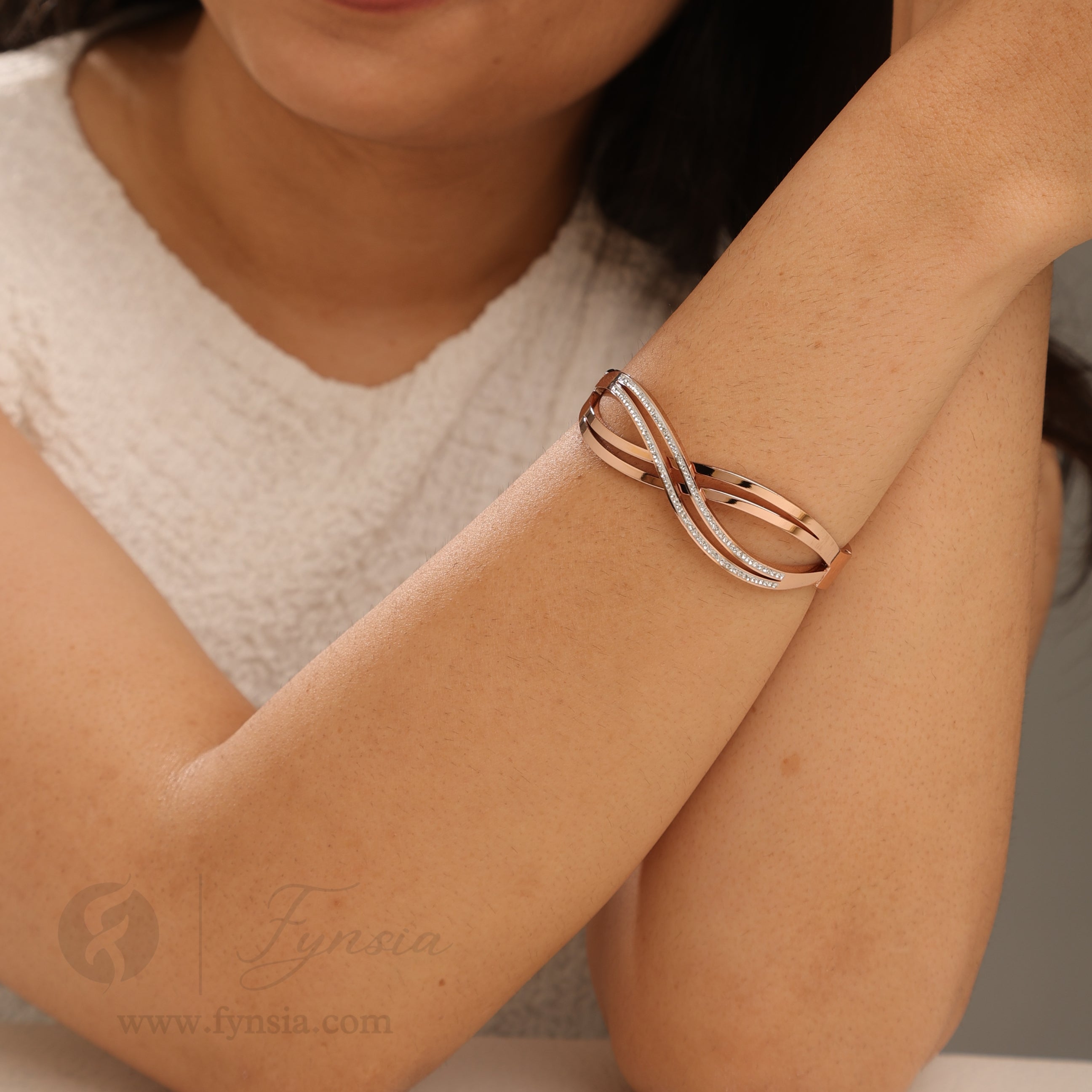 Fariha Rosegold Anti Tarnish Kada – Stainless Steel Bracelet | Fynsia