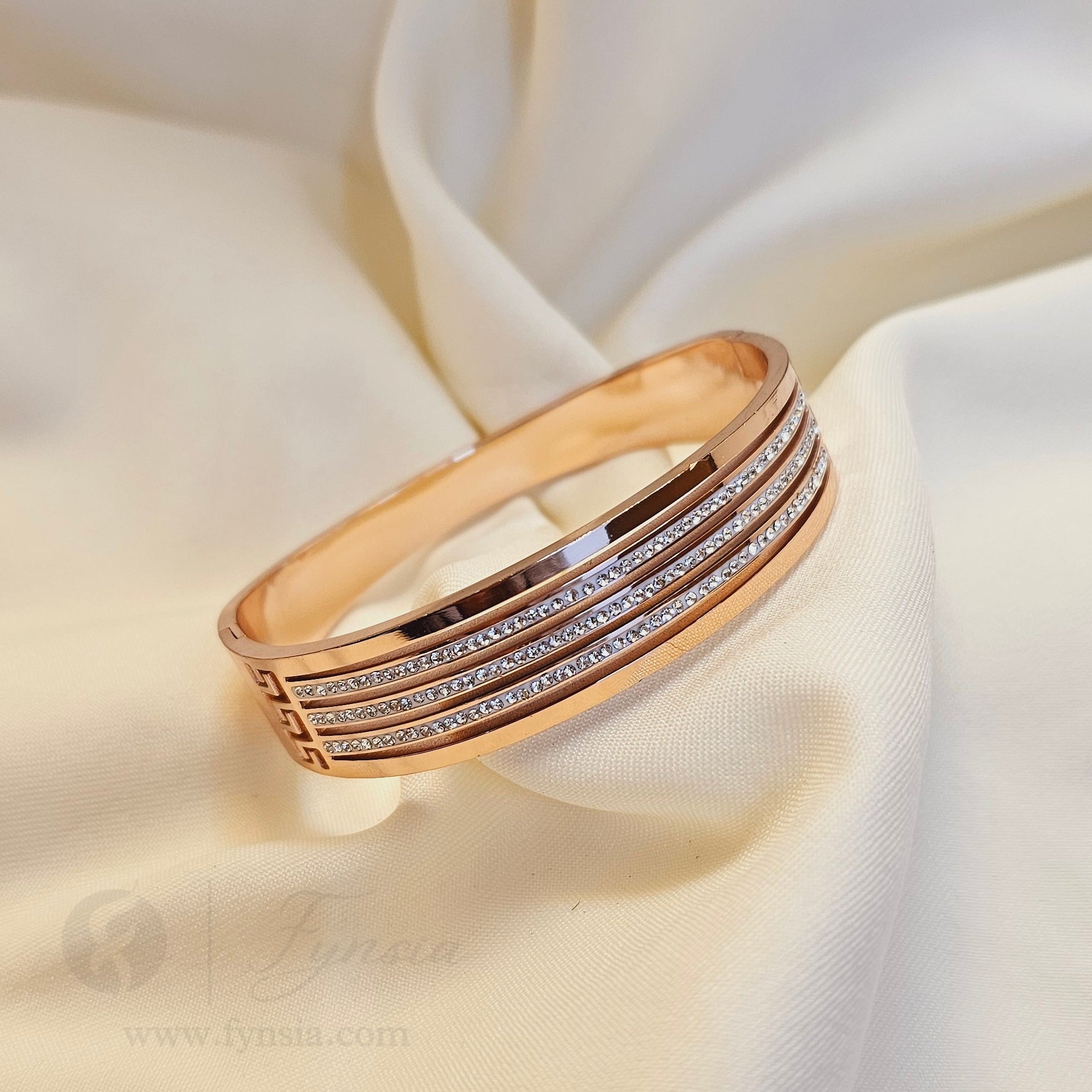 Kiara Rosegold Anti Tarnish Kada – Stainless Steel Bracelet | Fynsia