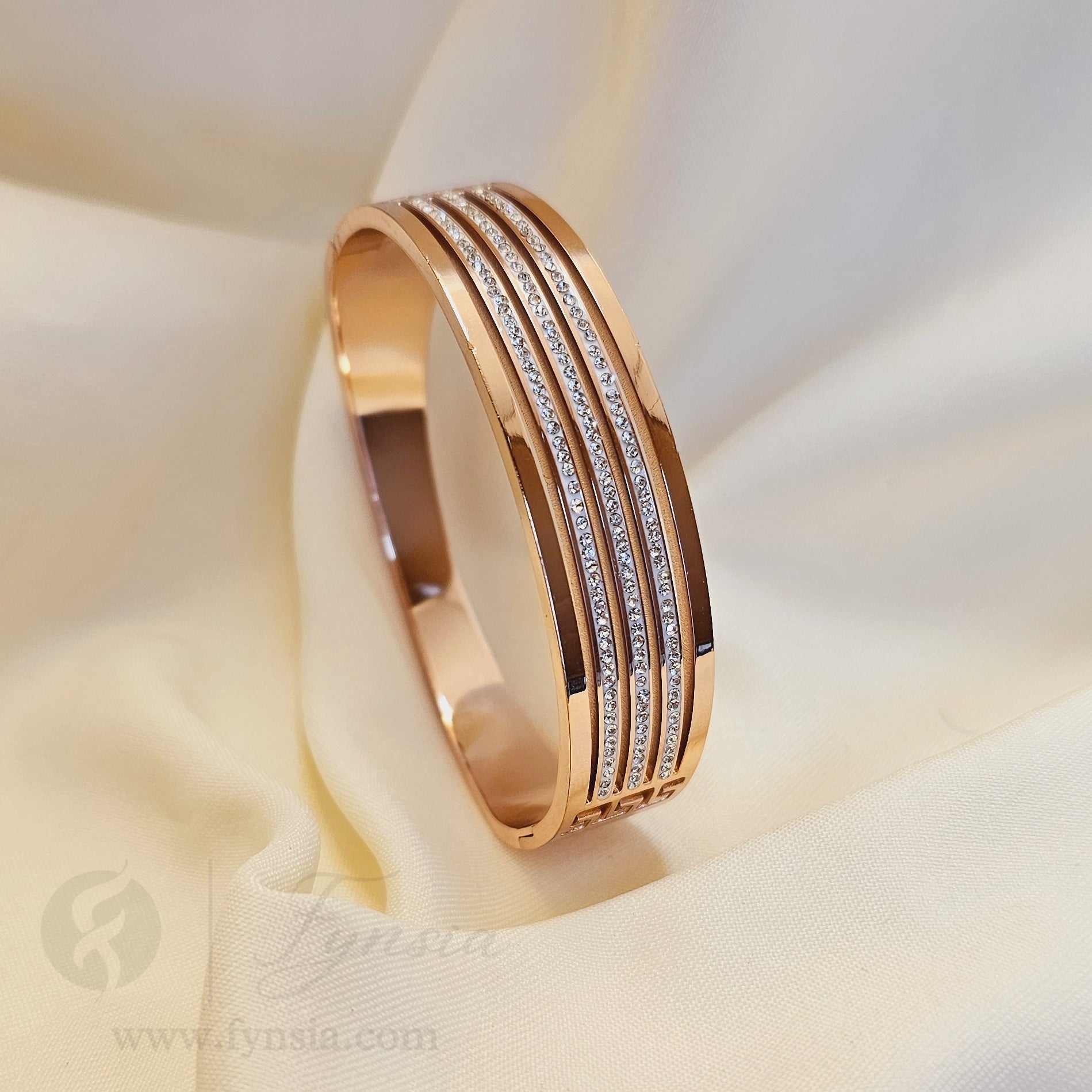 Kiara Rosegold Anti Tarnish Kada – Stainless Steel Bracelet | Fynsia