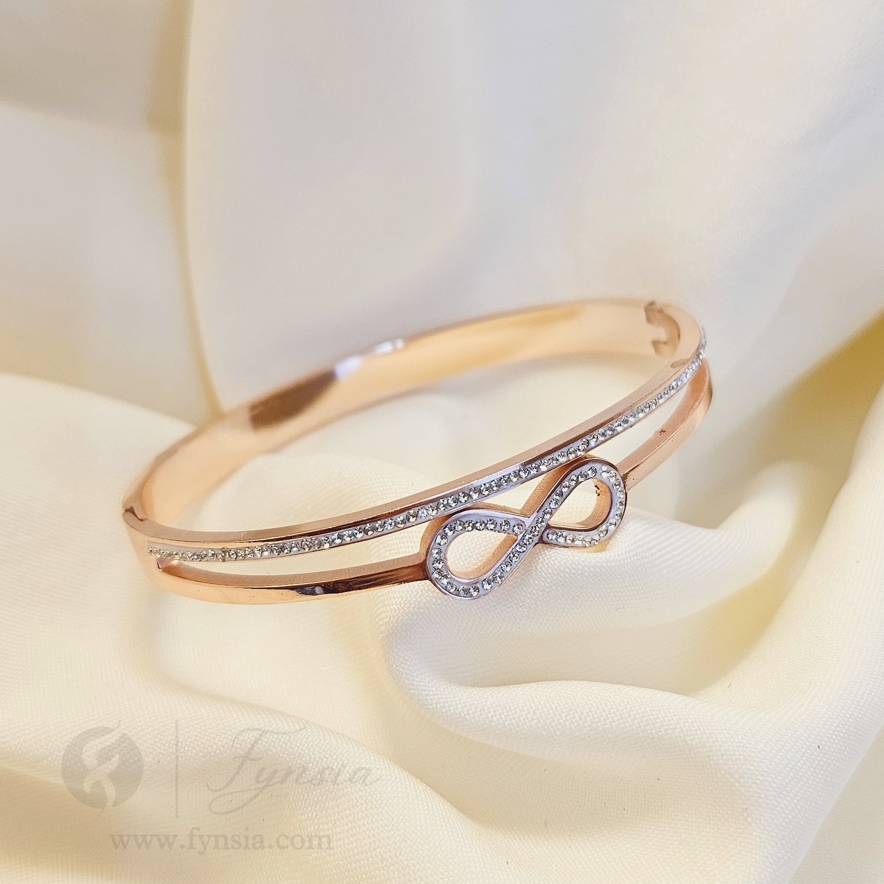 Ilyana Rosegold Anti Tarnish Kada – Stainless Steel Bracelet | Fynsia