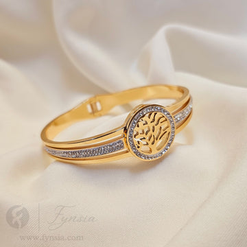 Ravya Golden Anti Tarnish Kada – Stainless Steel Bracelet | Fynsia