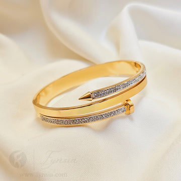 Akanksha Golden Anti Tarnish Kada – Stainless Steel Bracelet | Fynsia