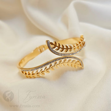Ayla Golden Anti Tarnish Kada – Stainless Steel Bracelet | Fynsia
