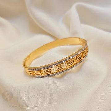 Candice Golden Anti Tarnish Kada – Stainless Steel Bracelet | Fynsia