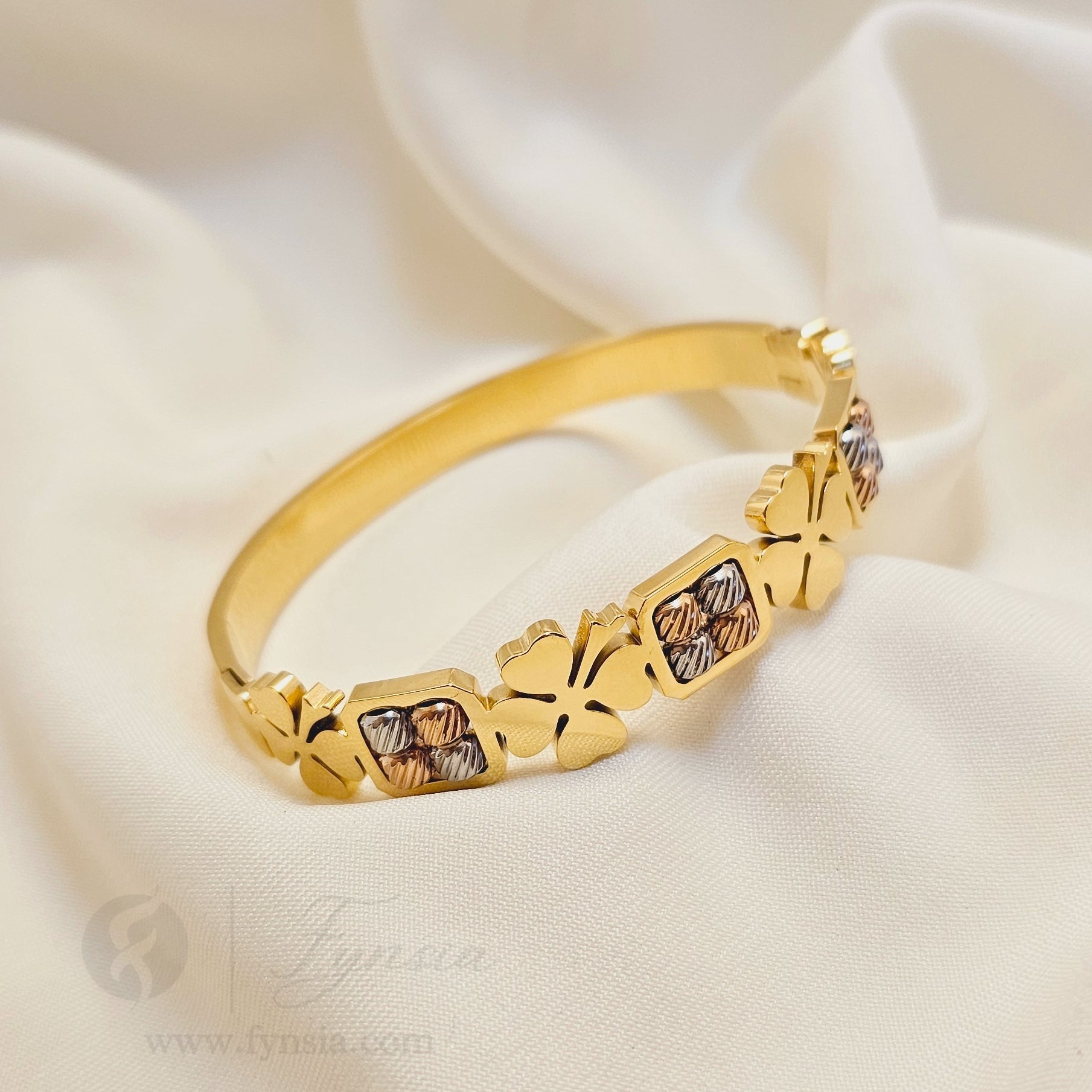 Ember Golden Anti Tarnish Kada – Stainless Steel Bracelet | Fynsia