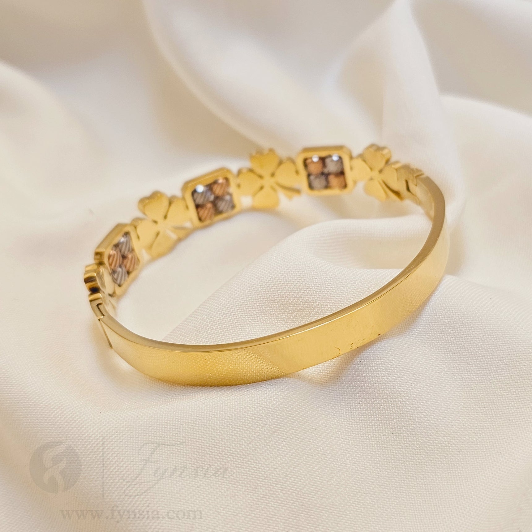 Ember Golden Anti Tarnish Kada – Stainless Steel Bracelet | Fynsia