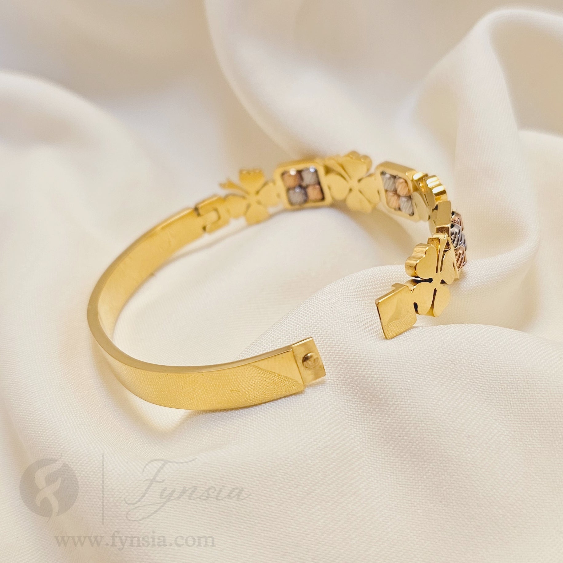 Ember Golden Anti Tarnish Kada – Stainless Steel Bracelet | Fynsia