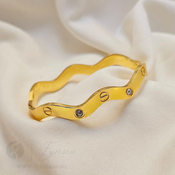 Areefa Golden Anti Tarnish Kada – Stainless Steel Bracelet | Fynsia