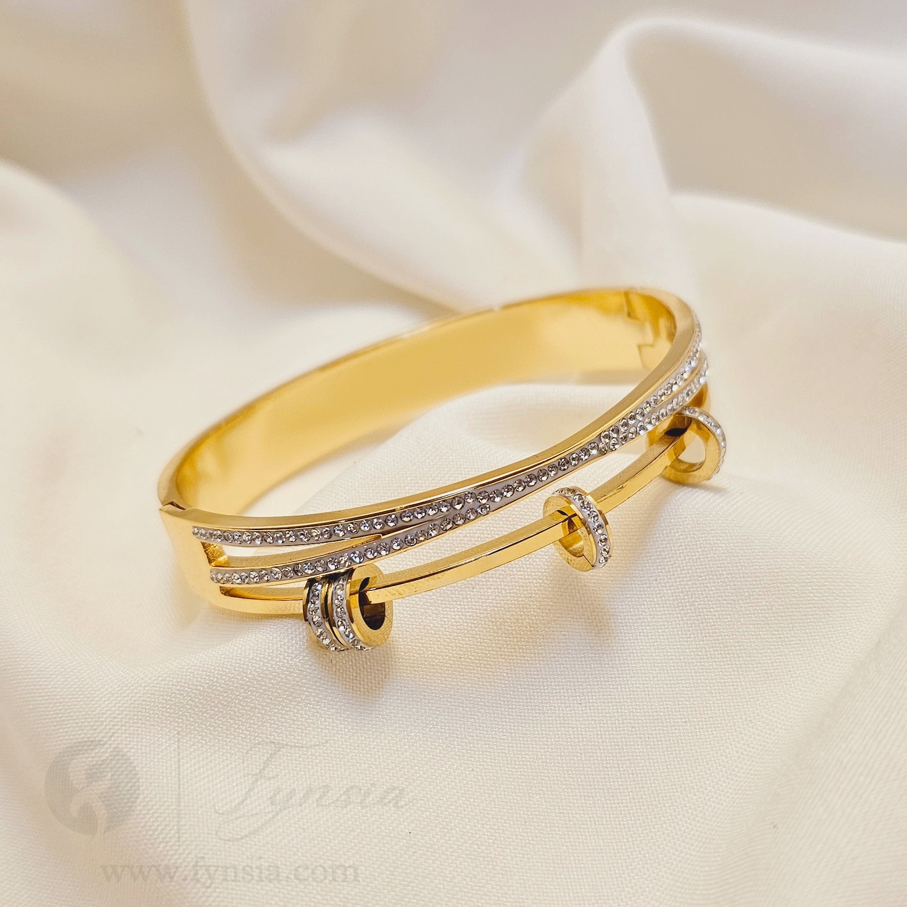 Serene Golden Anti Tarnish Kada – Stainless Steel Bracelet | Fynsia