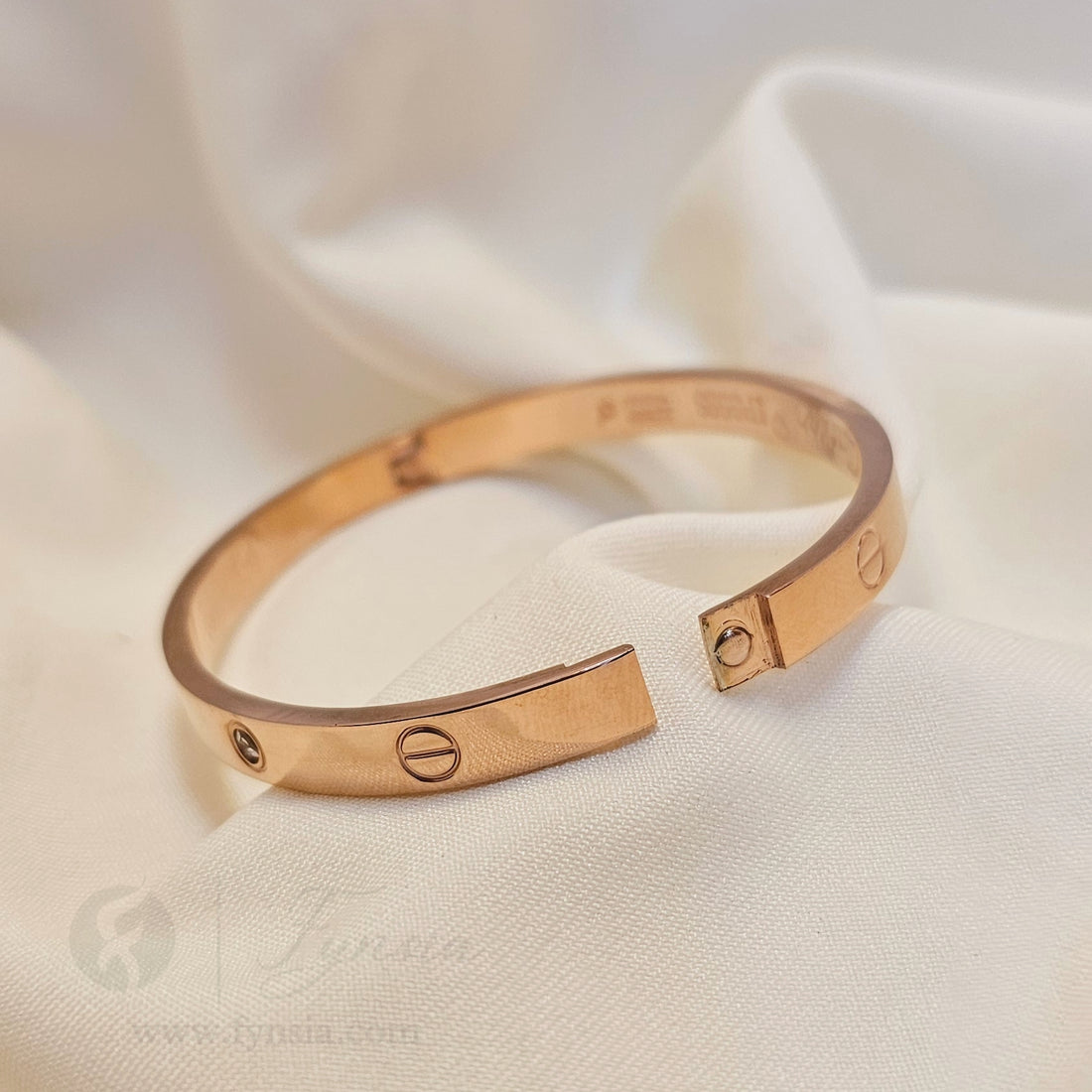 Rosegold Diamond Studded Anti Tarnish Kada – Stainless Steel Bracelet | Fynsia