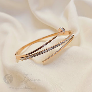 Tashia Rosegold Anti Tarnish Kada – Stainless Steel Bracelet | Fynsia