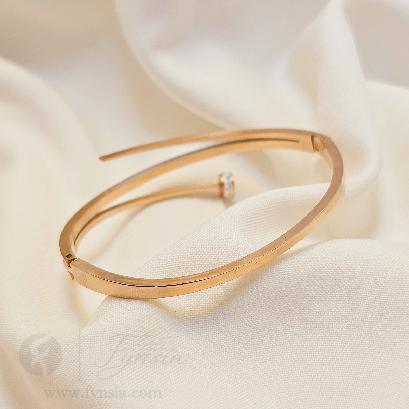 Tashia Rosegold Anti Tarnish Kada – Stainless Steel Bracelet | Fynsia