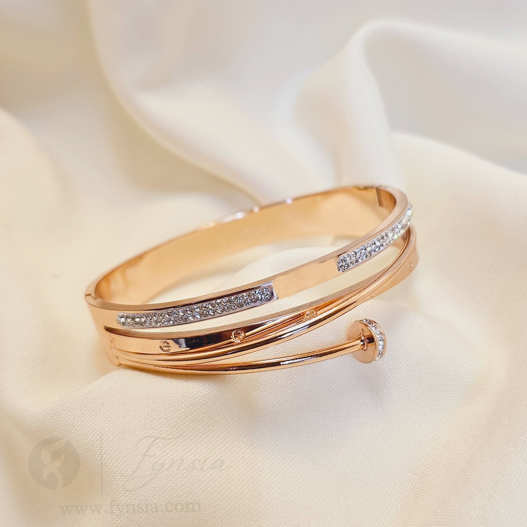 Tanisha Rosegold Anti Tarnish Kada – Stainless Steel Bracelet | Fynsia