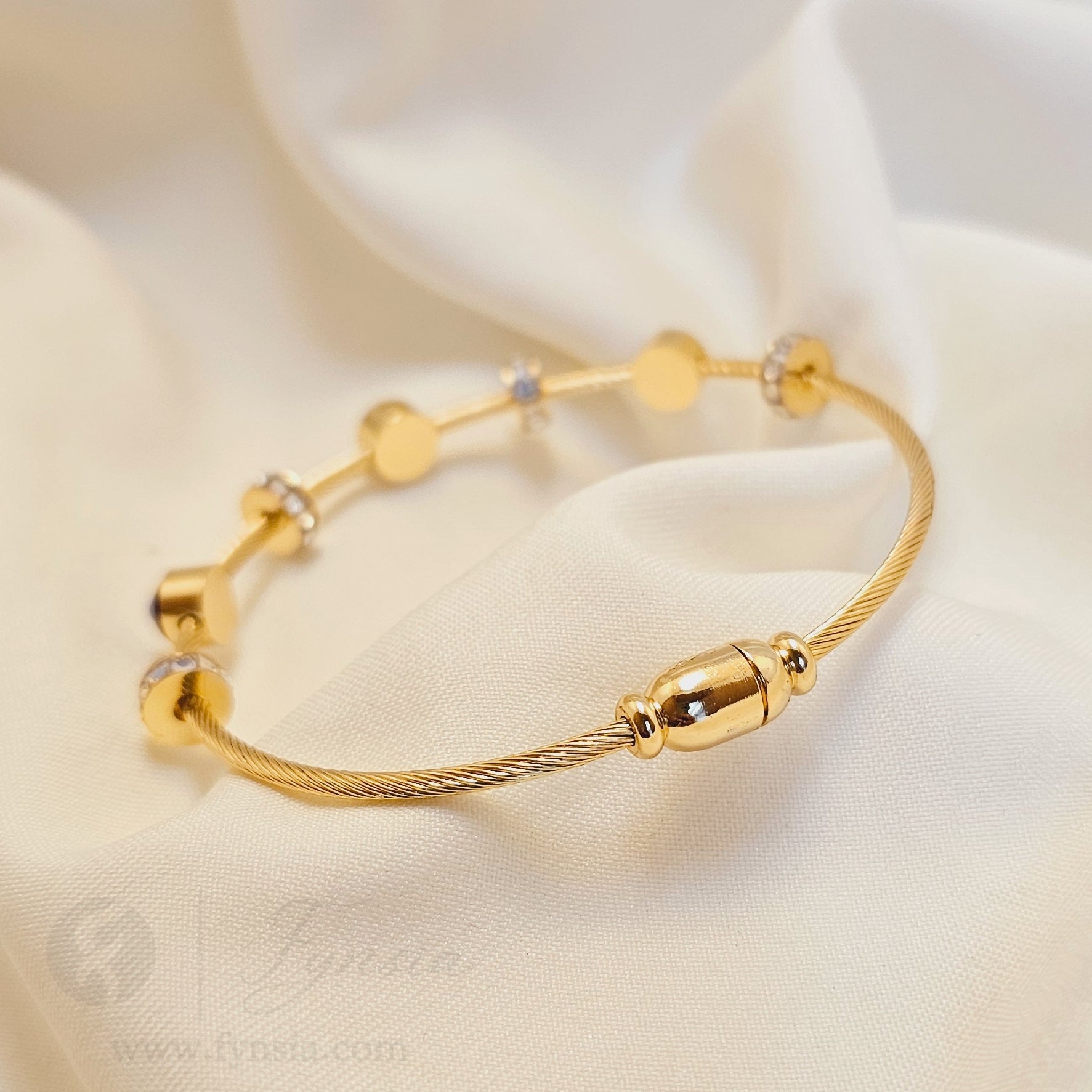 Evil-Eye Golden Anti Tarnish Kada – Stainless Steel Bracelet | Fynsia