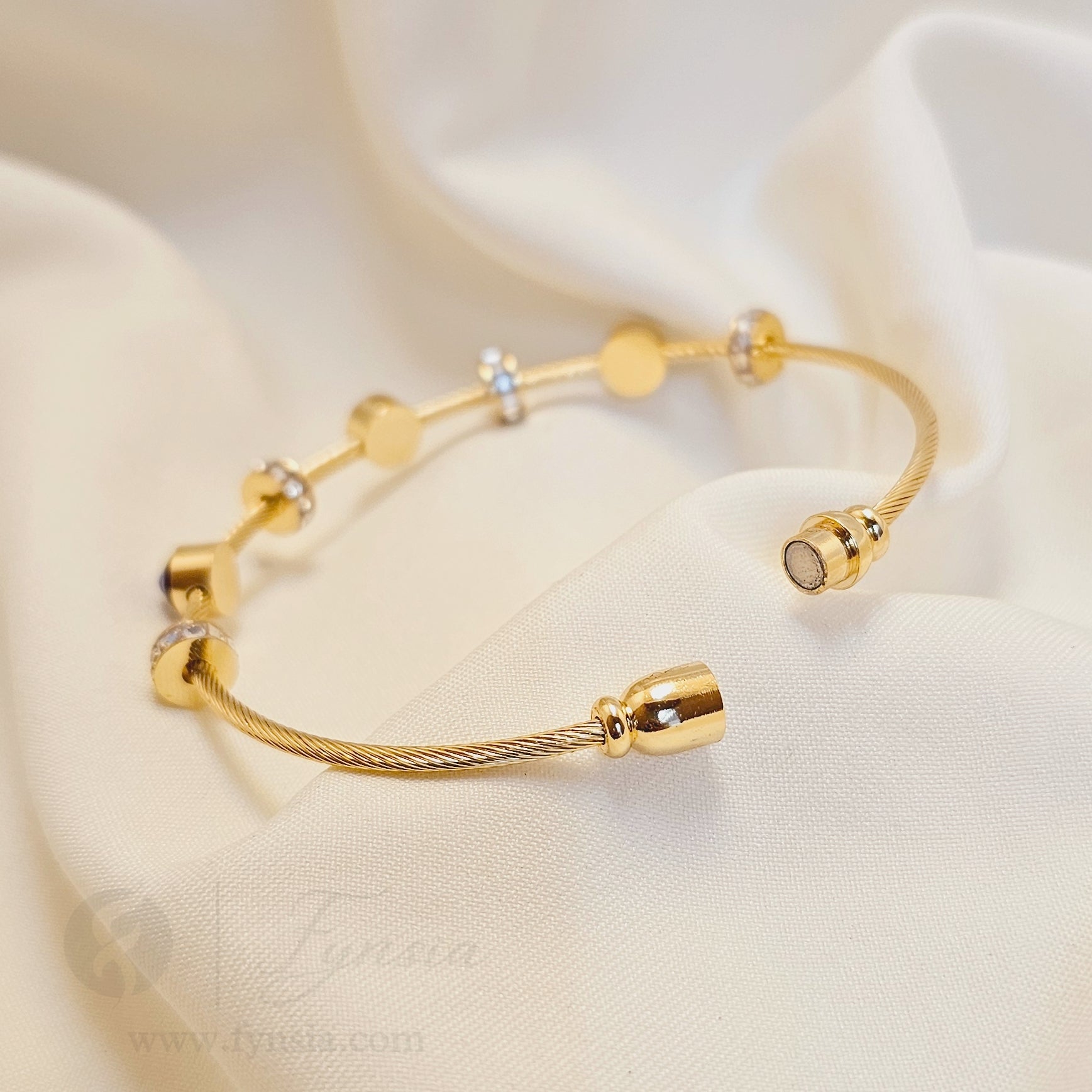 Evil-Eye Golden Anti Tarnish Kada – Stainless Steel Bracelet | Fynsia