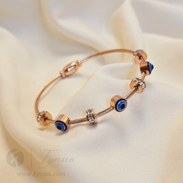 Evil-Eye Rosegold Anti Tarnish Kada – Stainless Steel Bracelet | Fynsia